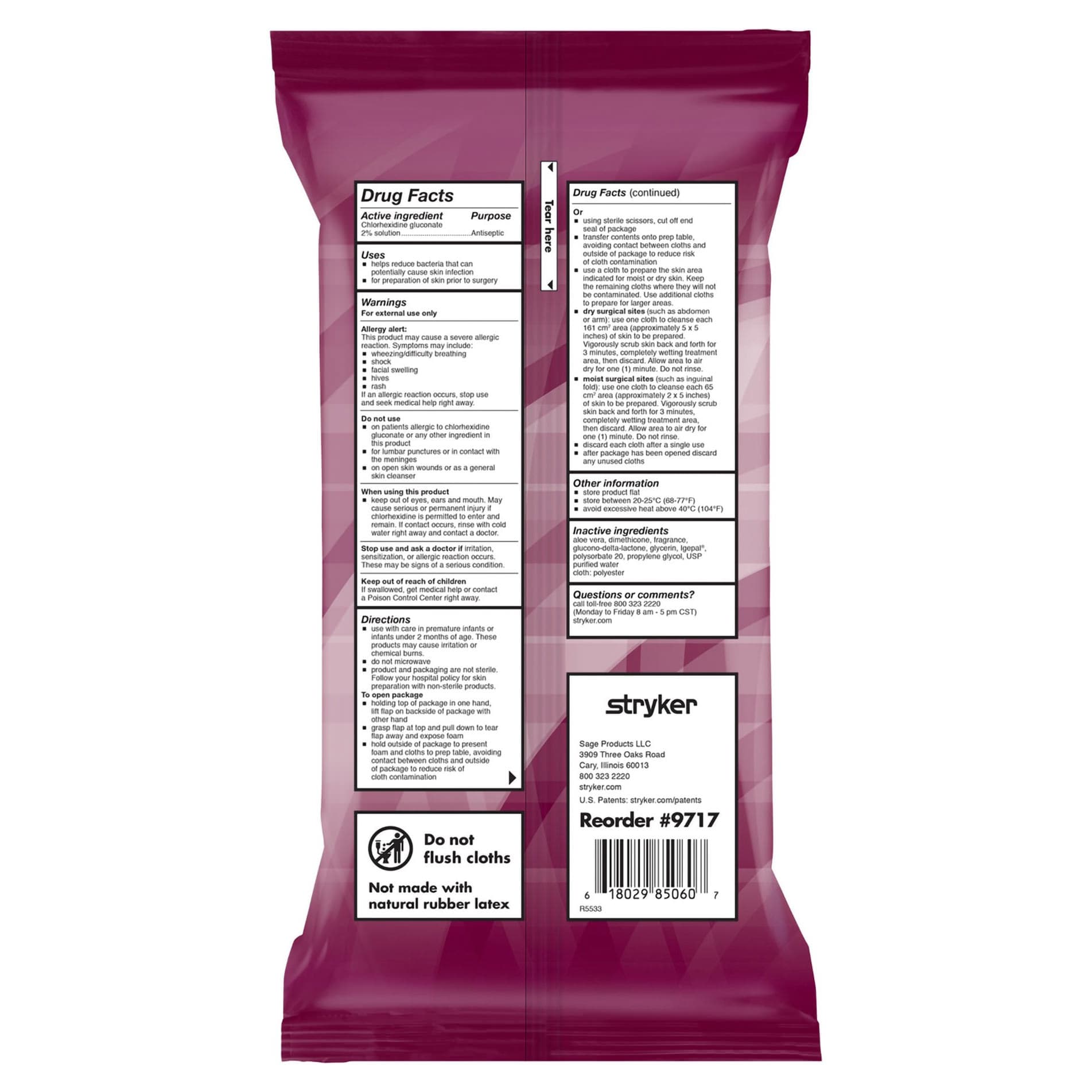 Sage 2% Chlorhexidine Gluconate Skin Prep Wipe - Image 3