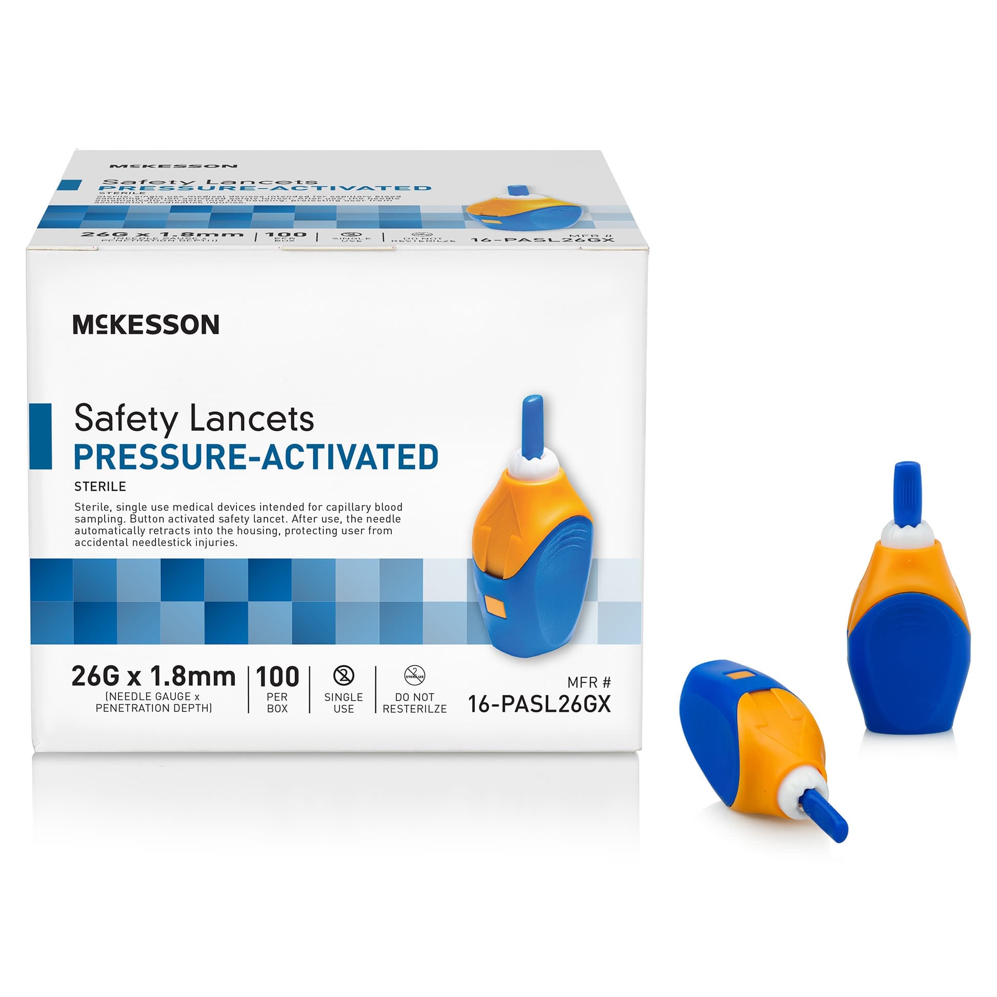 McKesson Brand Safety Lancet Pressure Activated 1.8 mm Depth Needle Sterile - Image 2
