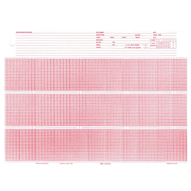 Burdick ECG Recording Chart Paper - Red Grid - Image 1