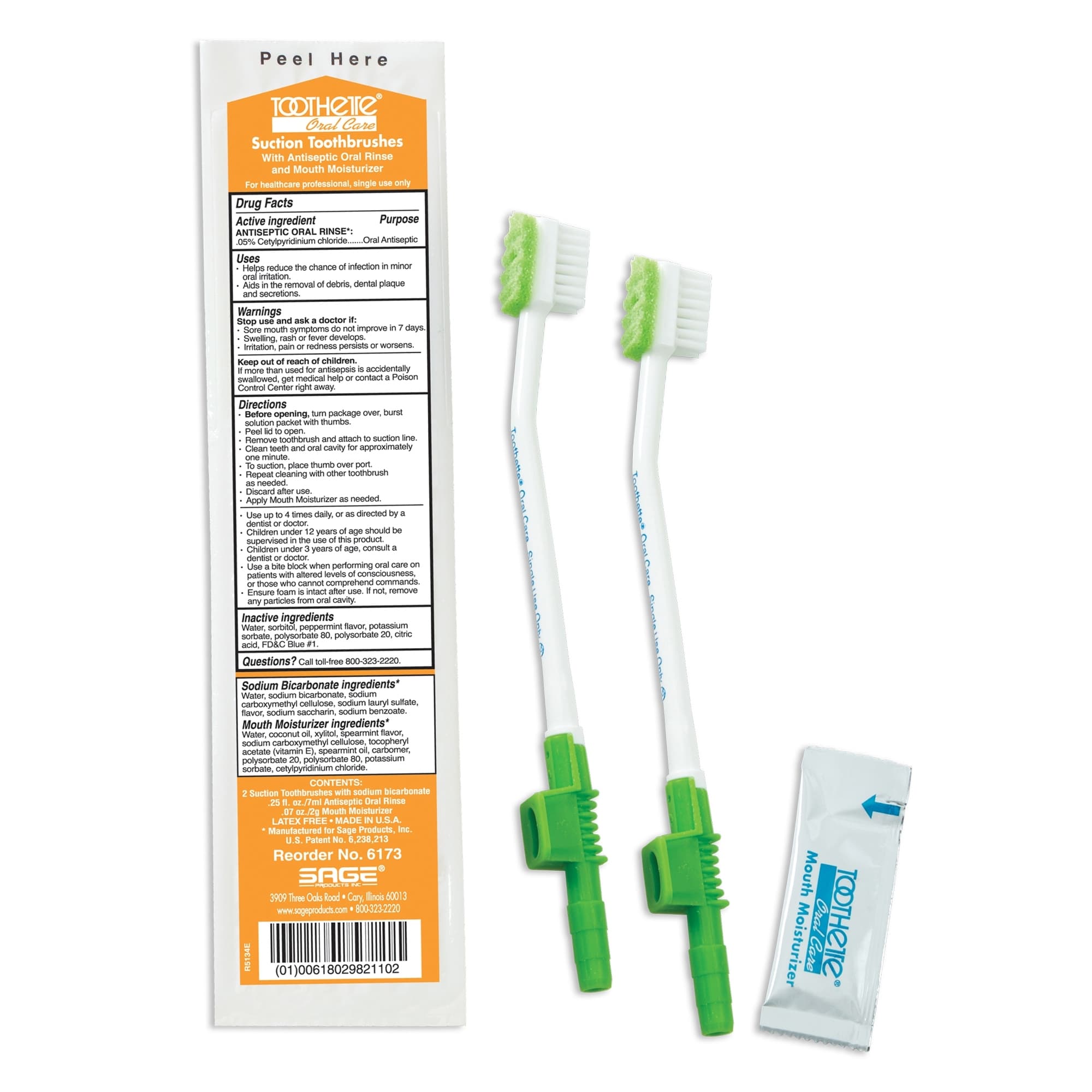 Sage Toothette Suction Toothbrush Kit With Oral Rinse and Mouth Moisturizer