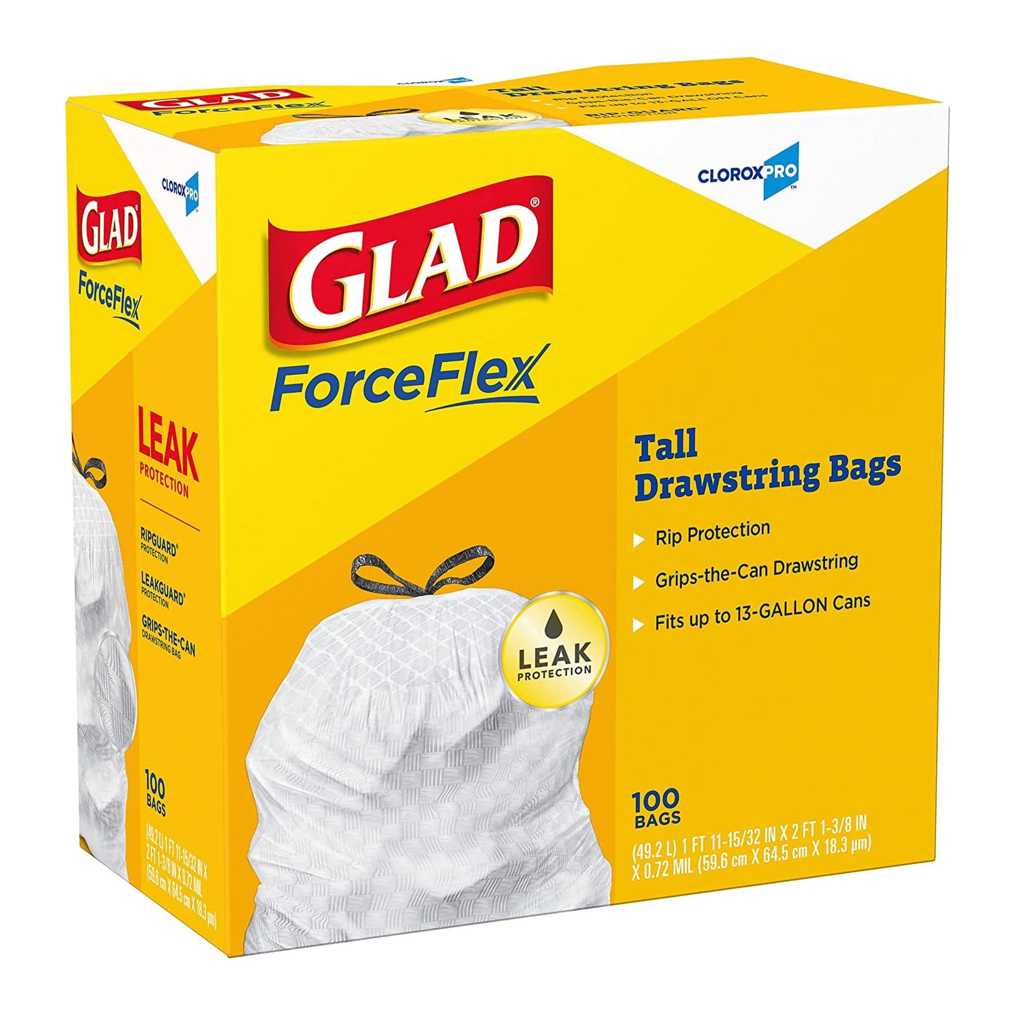 Glad ForceFlex Tall Kitchen Drawstring Trash Bag, 13 Gallon, Gray - Case of 100 - Image 2