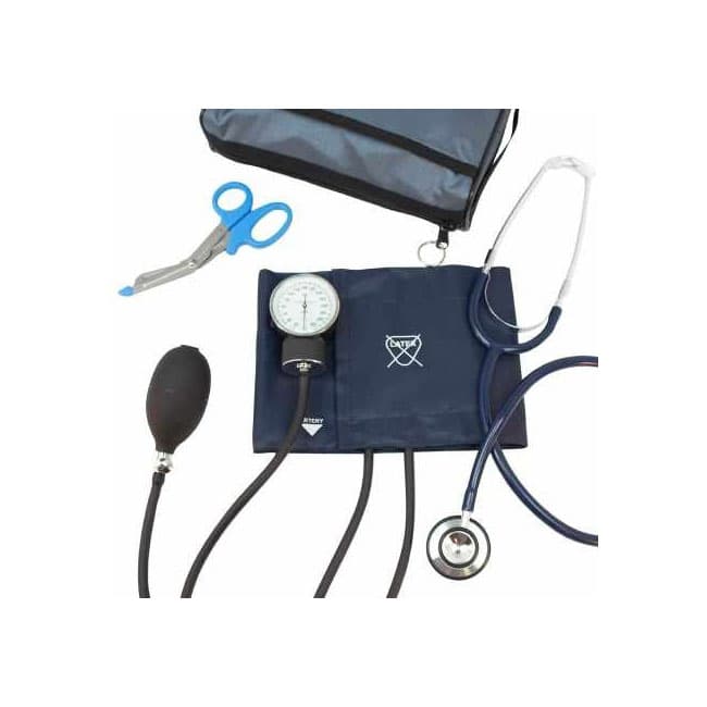 Proscope Reusable Aneroid Stethoscope Set Pocket Aneroid PVC Bladder Blue Nylon Cuff