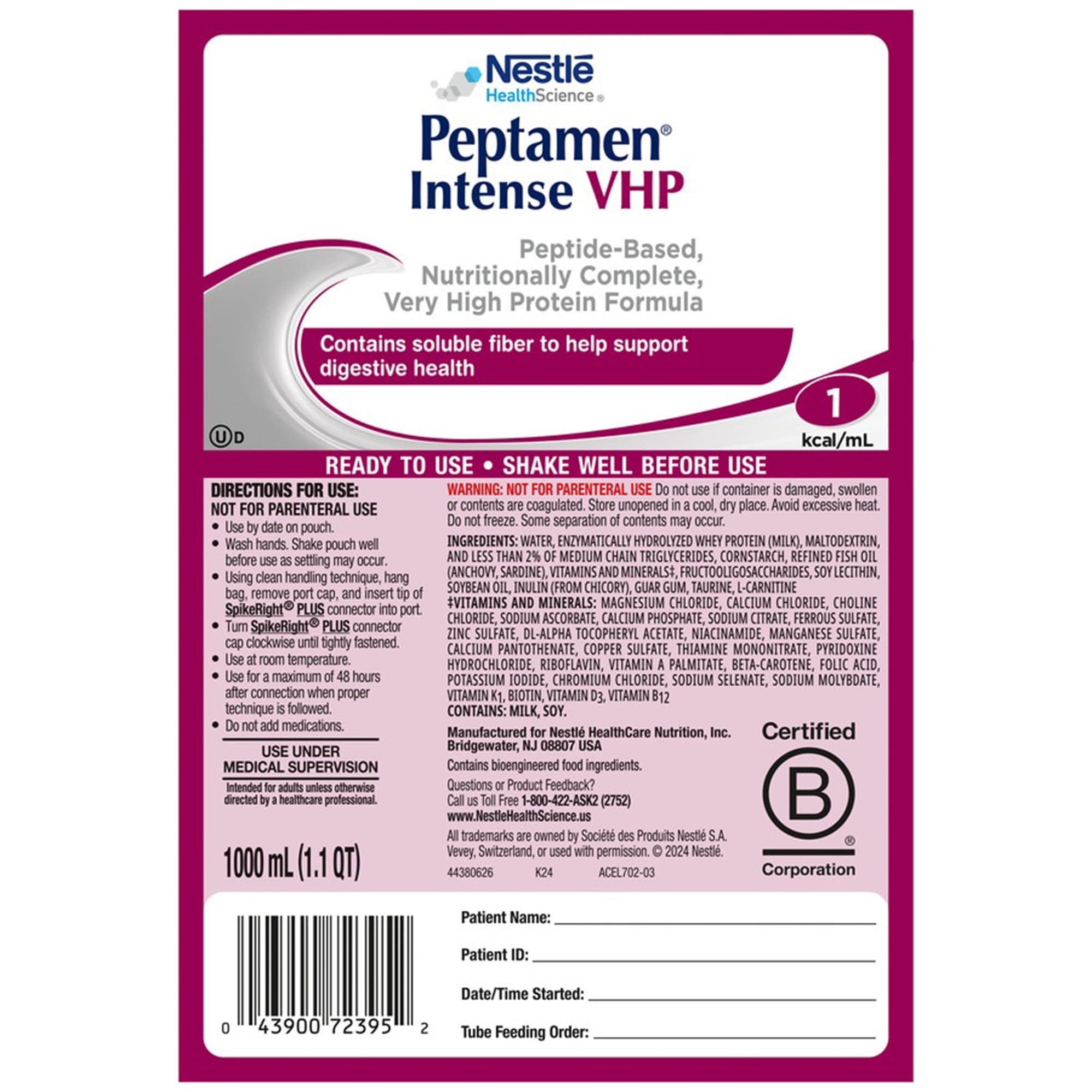 Peptamen Intense VHP Ready to Hang Tube Feeding Formula - Image 2