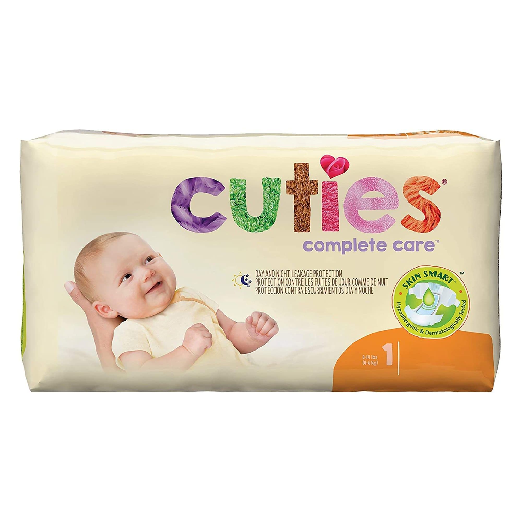 Cuties Complete Care Baby Diapers, Size 1 - Bag of 25 - Image 1
