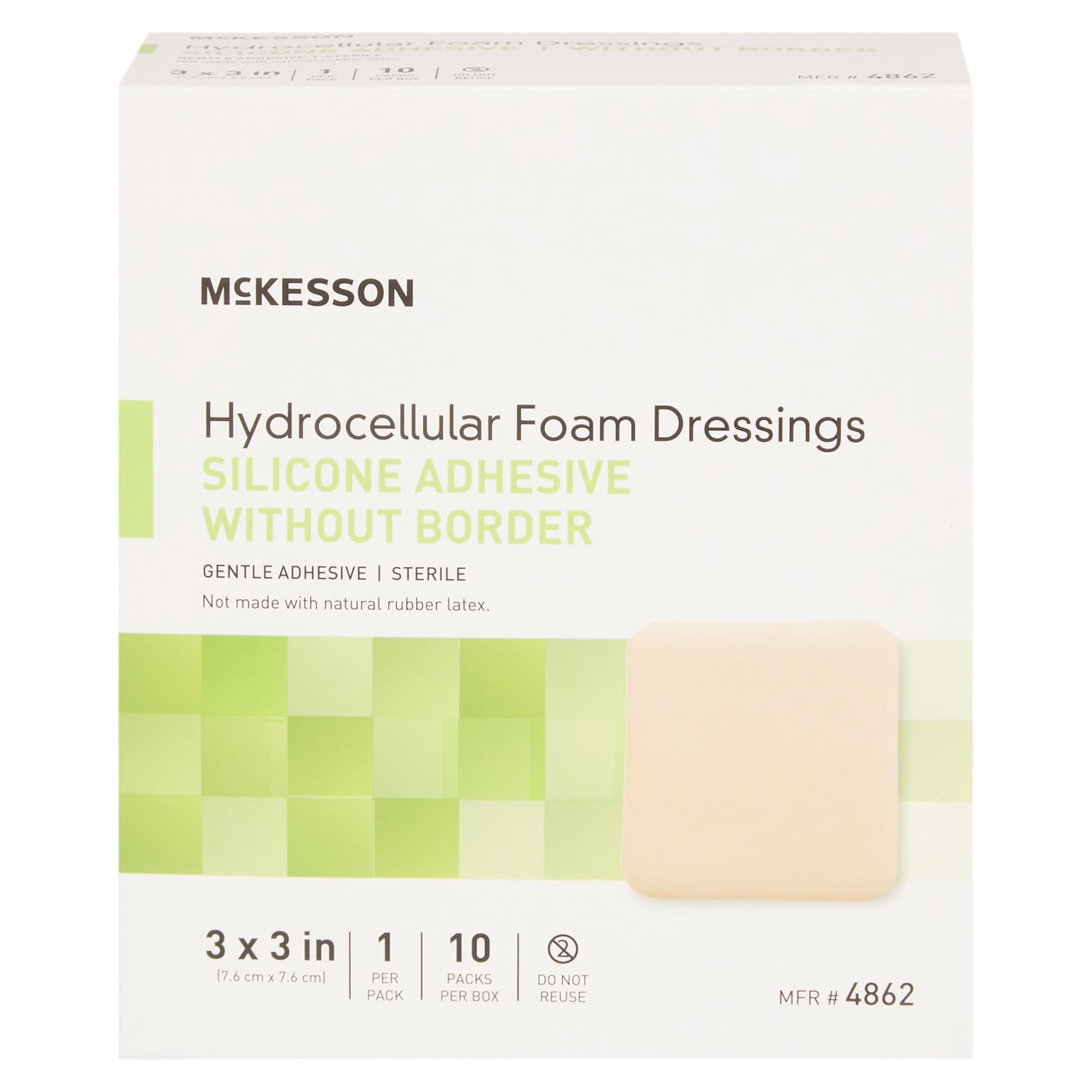 McKesson Silicone Foam Dressing Film Backing Tan Square Sterile - Image 3