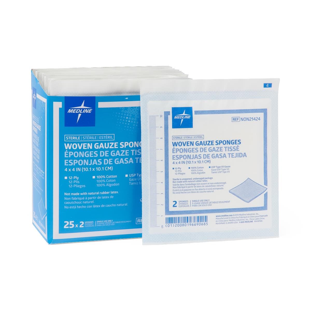 Medline USP Type VII Gauze Sponge White Square - Image 2