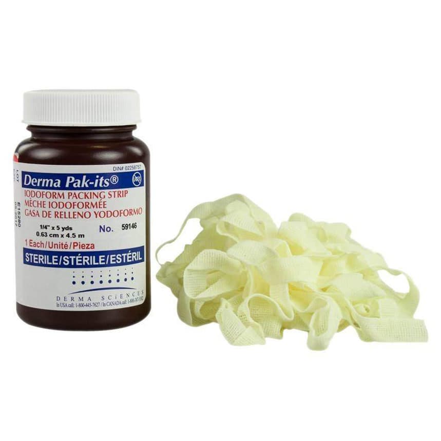 Derma Pak-Its Iodoform Wound Packing Strip, 1/2 Inch x 5 Yard - Case of 12 - Image 1