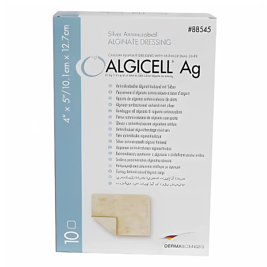Algicell Ag Silver Calcium Alginate Wound Dressing, 4 x 5 Inch - Box of 10 - Image 1