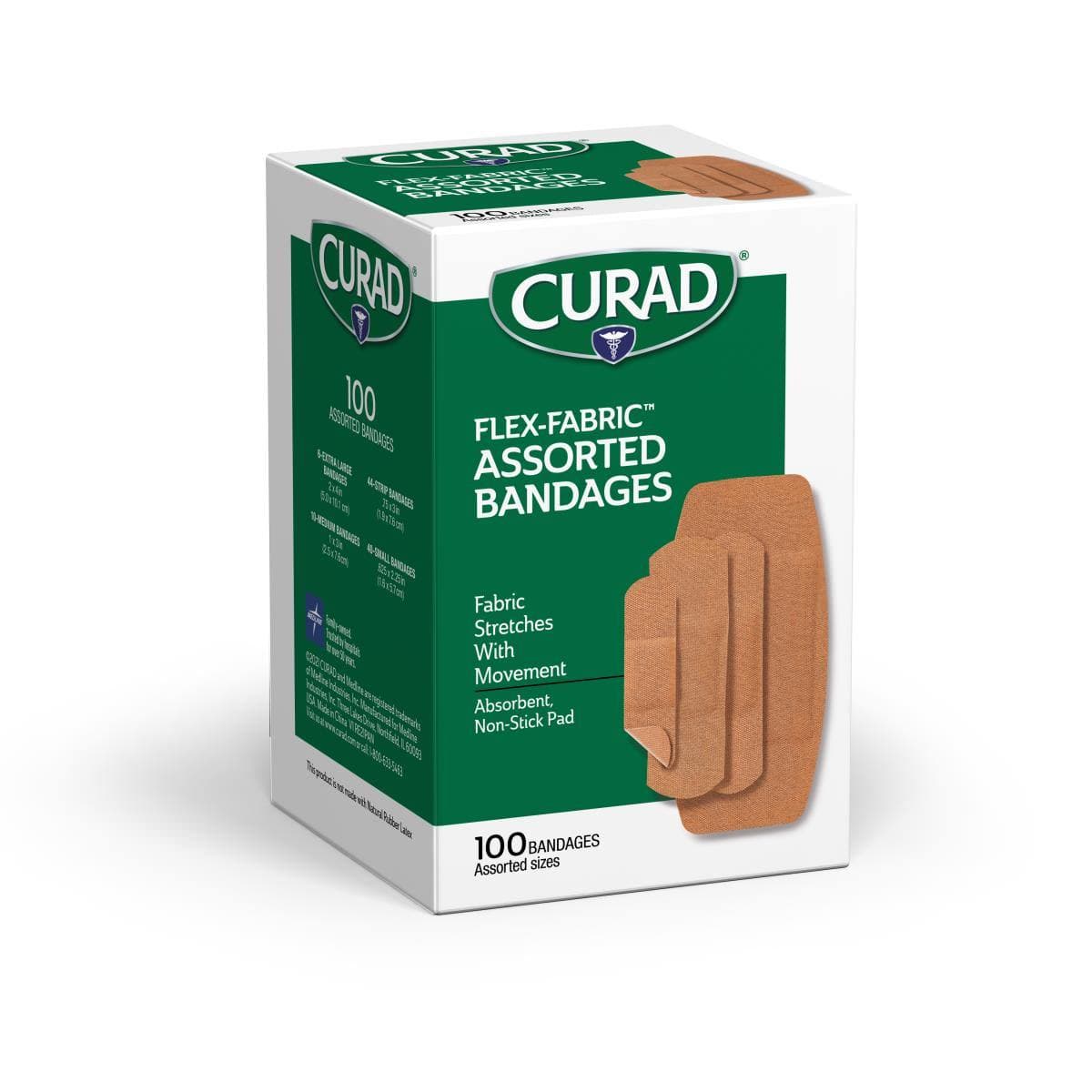 Medline Curad Flex Fabric Adhesive Bandage, Assorted Sizes - Case of 2400 - Image 1
