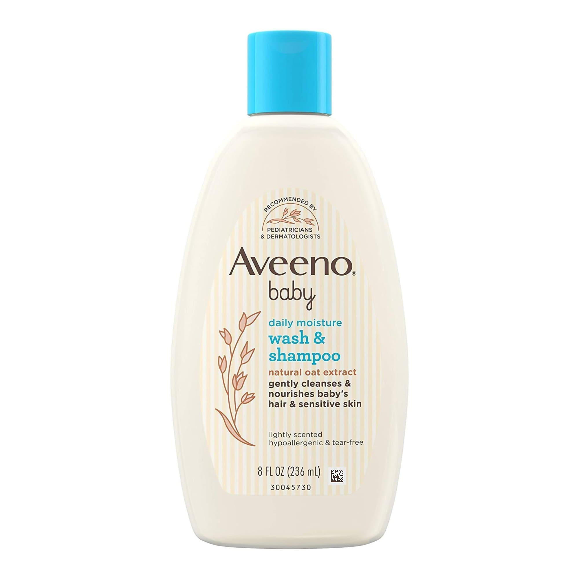 Aveeno Baby Daily Moisture Wash and Shampoo Bottle, 8 oz