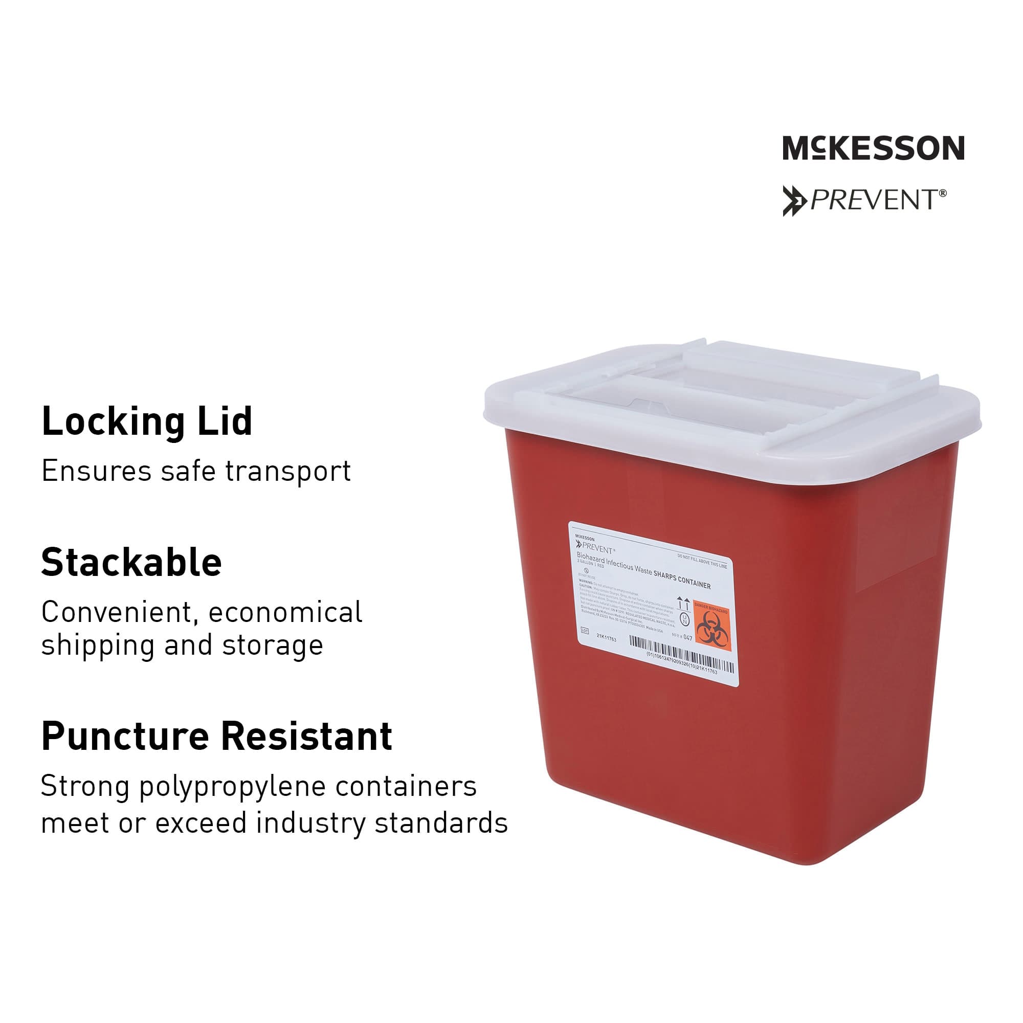 McKesson Prevent Sharps Container, 10-1/4 H x 7 W x 10-1/2 D Inch - Box of 20 - Image 4