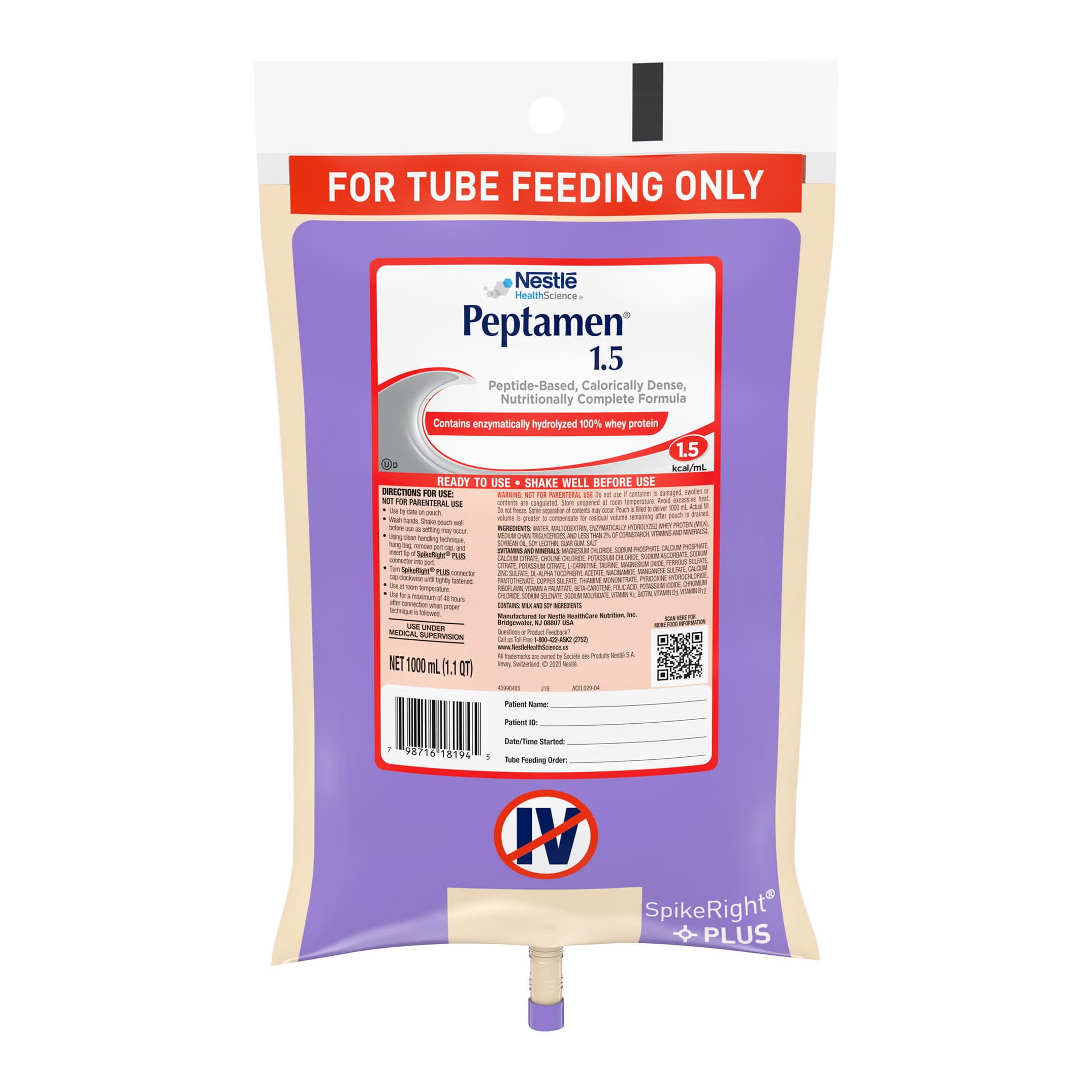 Peptamen 1.5 Peptide Based Calorically Dense RTH Tube Feeding Formula