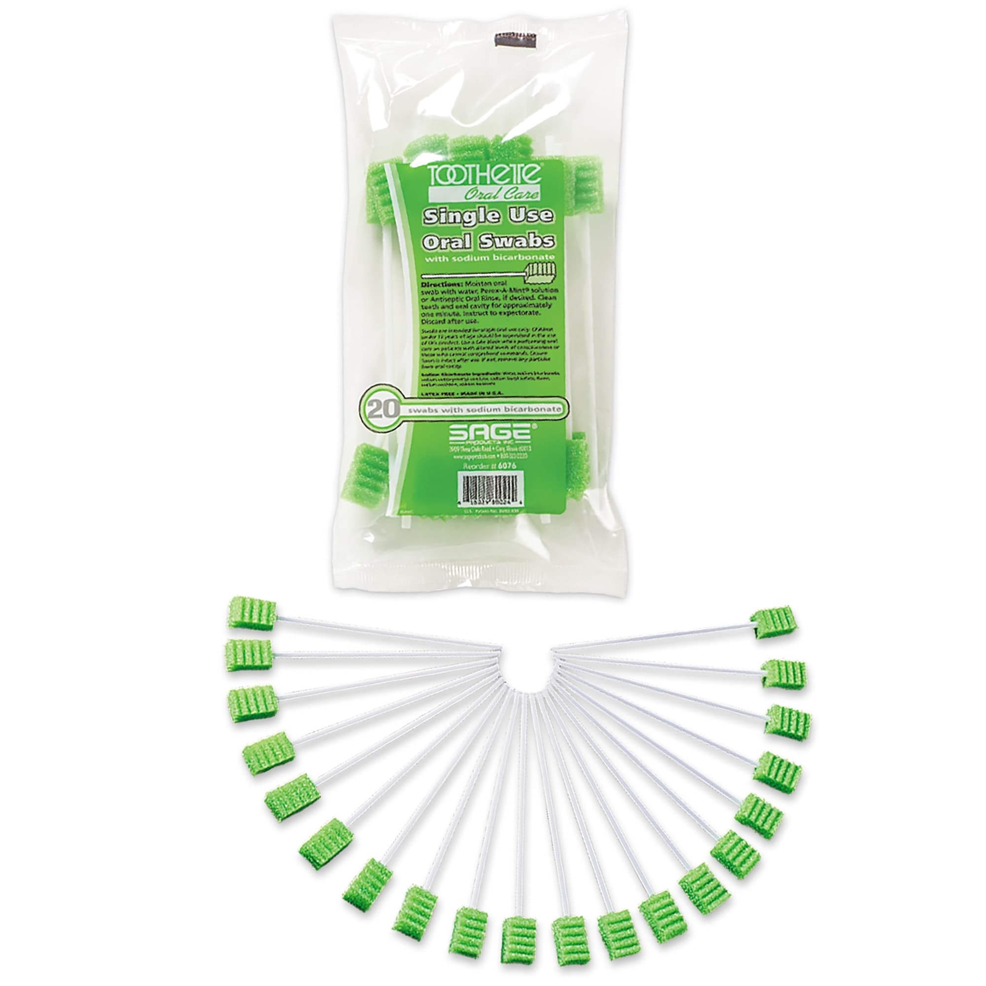 Sage Toothette Plus Single Use Oral Swabs With Sodium Bicarbonate