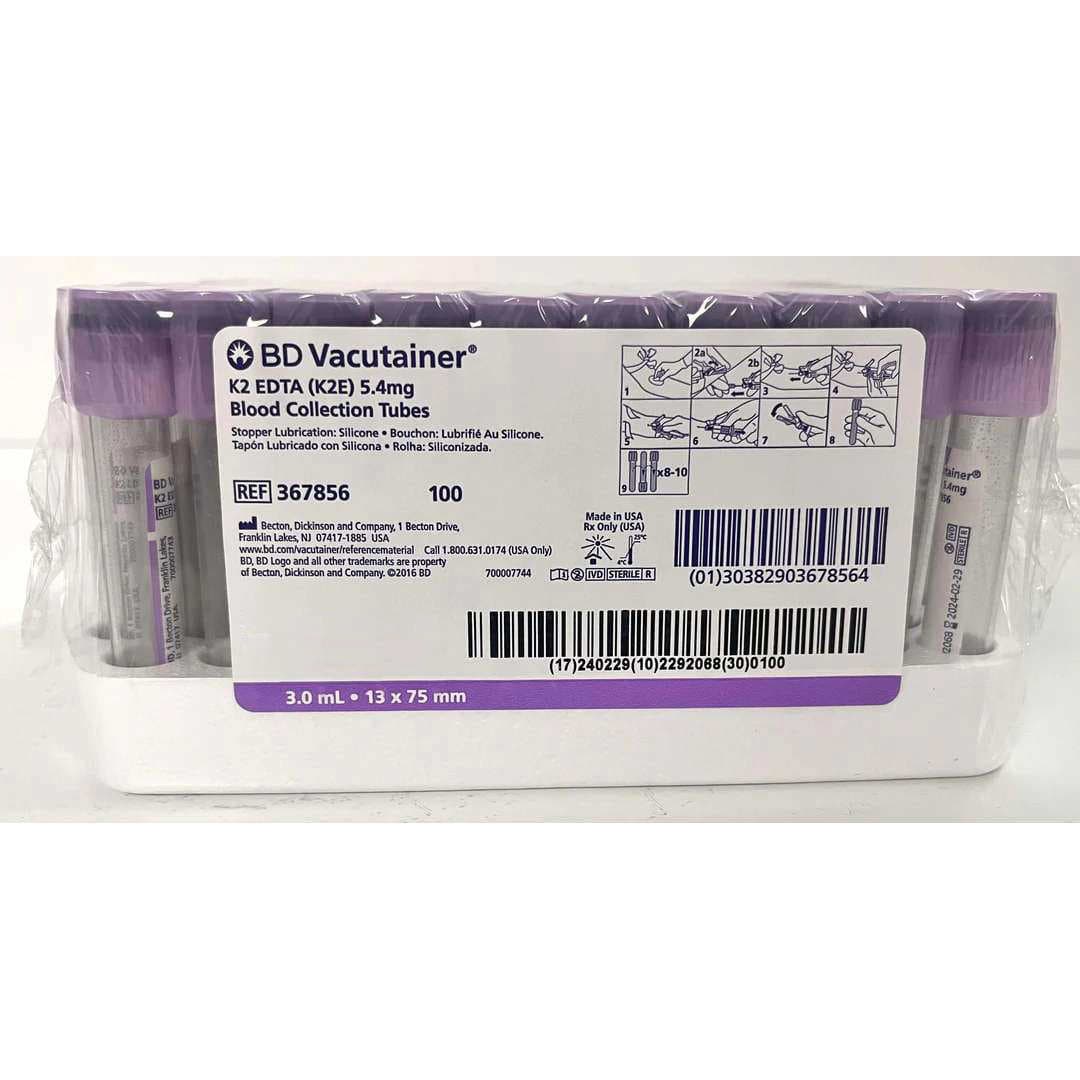 BD Vacutainer K2 EDTA Blood Collection Tube, Lavender, 3 ML - Case of 1000 - Image 1