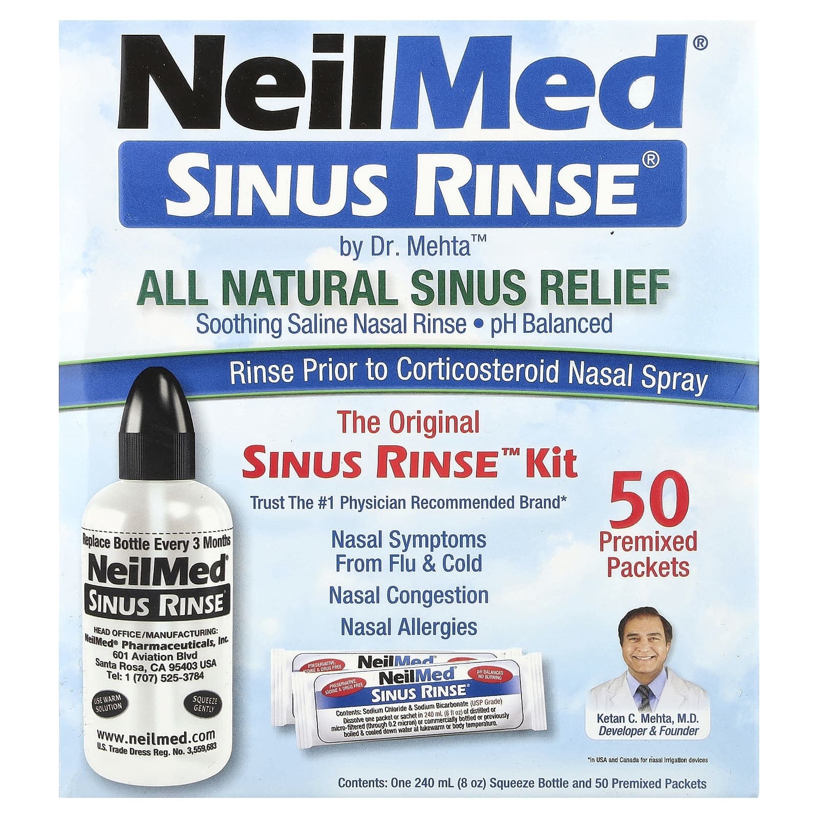 NeilMed All Nattural Sinus Rinse Starter Kit - Box of 50