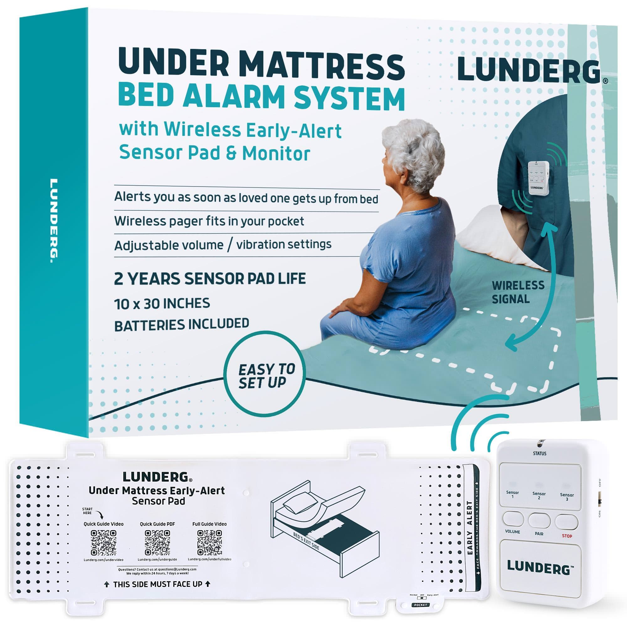 Lunderg Bed Alarm System for Elders with Wireless Sensor Pad and Monitor, Under Mattress - Image 1