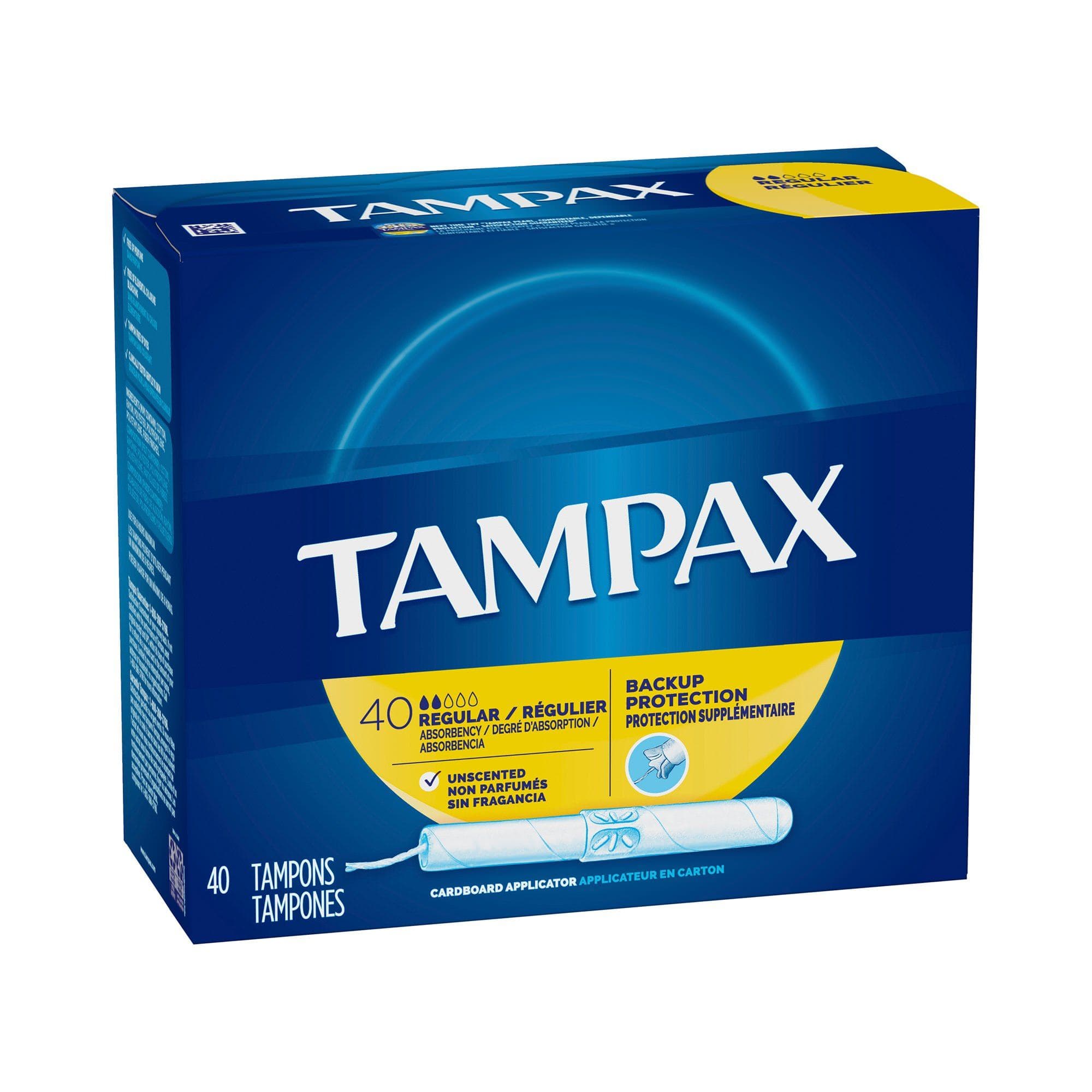 Tampon Tampax Regular Absorbency Cardboard Applicator - Box of 40