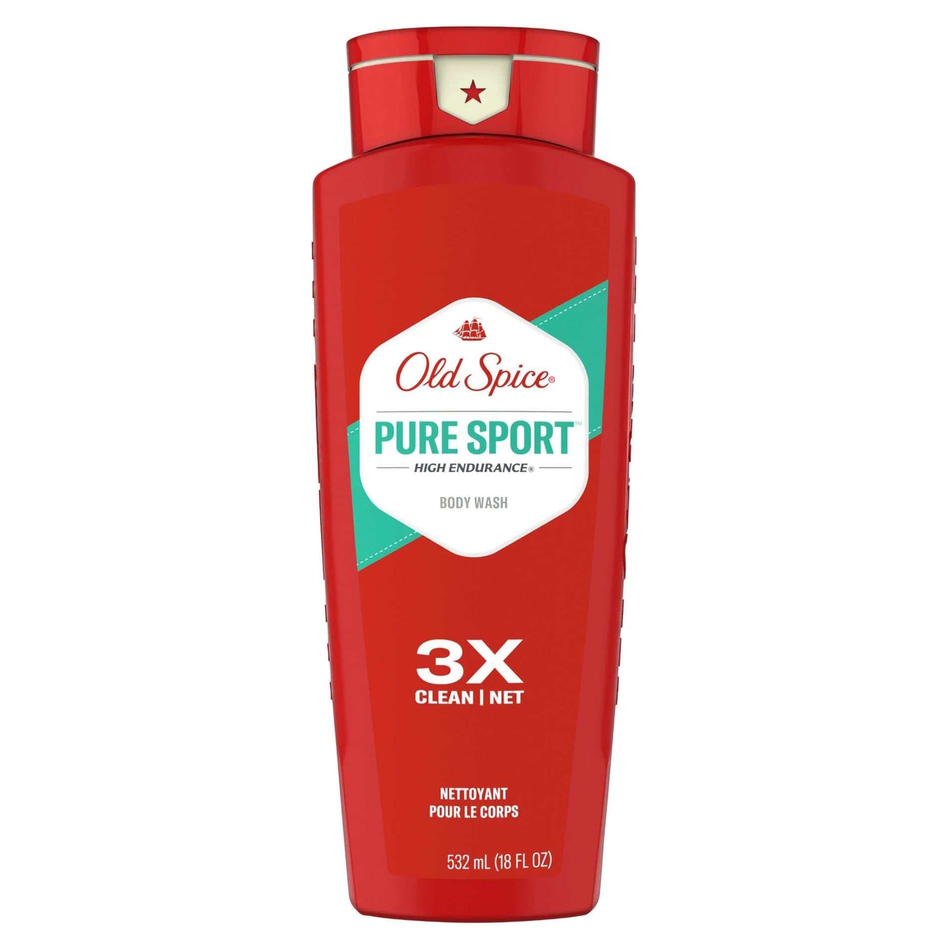 Old Spice Pure Sport High Endurance Body Wash, Clean Scent, 18 oz - Each