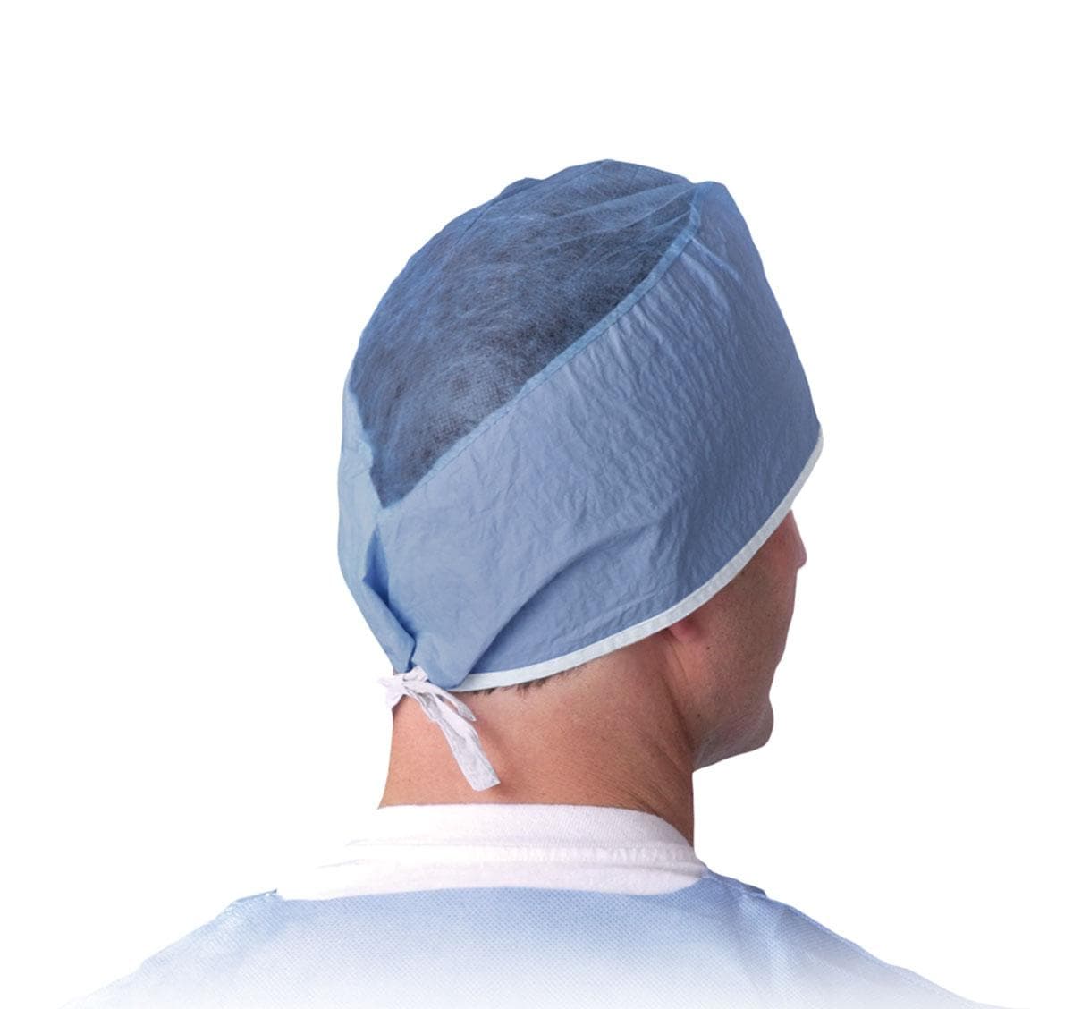 Medline Sheer-Guard Disposable Tie-Back Surgeon Caps, Scrim Material, Blue - Case of 500 - Image 1