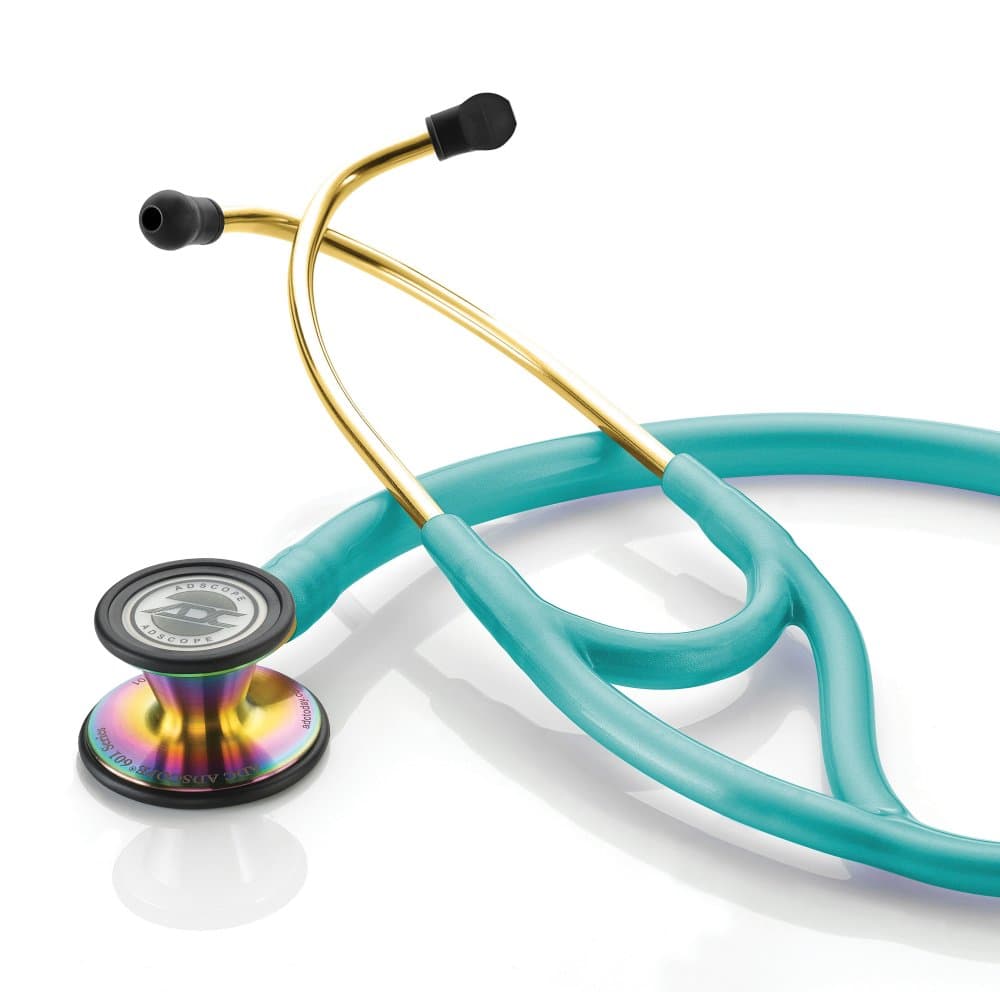 ADC Adscope 601 Convertible Cardiology Stethoscope, Iridescent Metallic Caribbean - Image 1