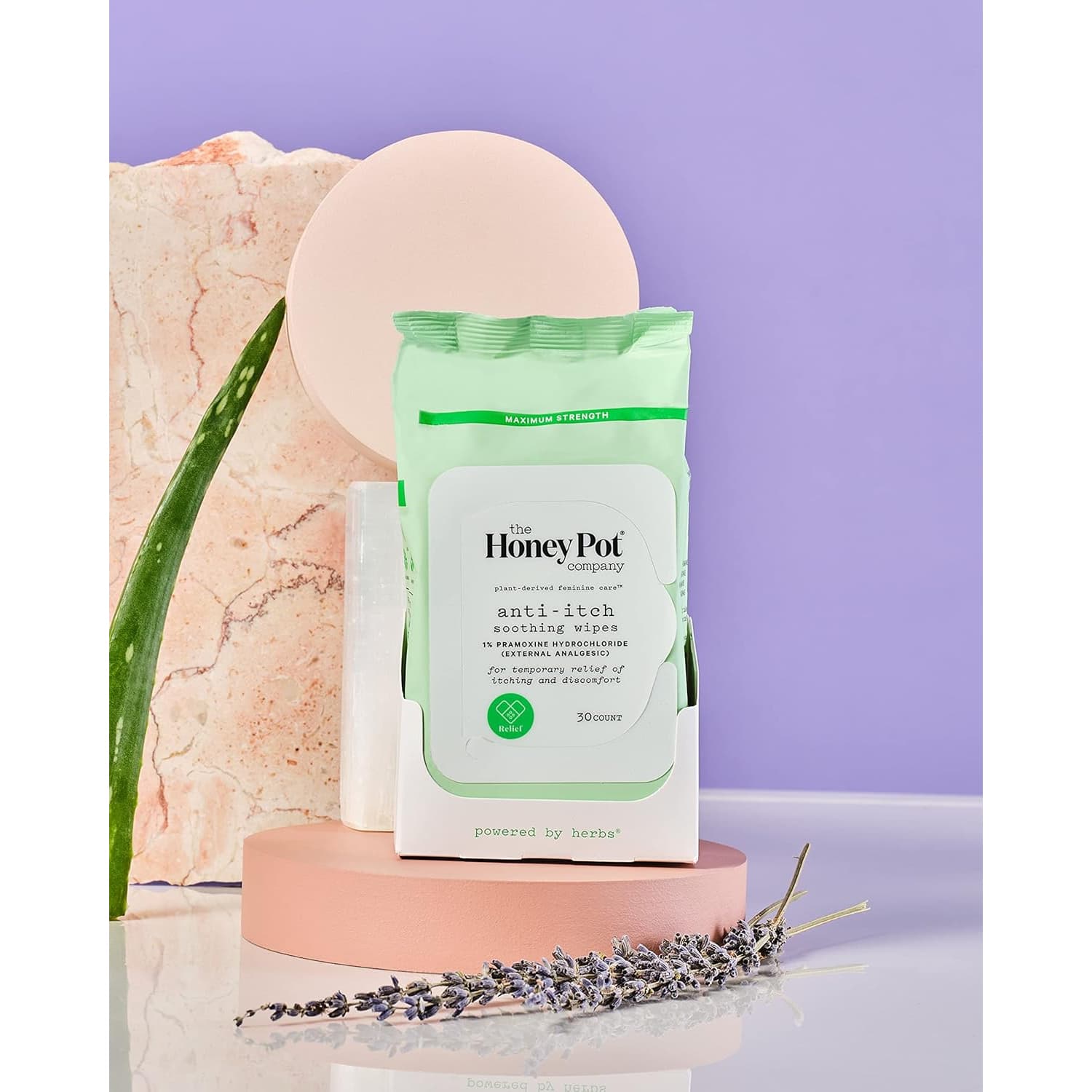 The Honey Pot Anti-Itch Wipes with 1% Pramoxine Hydrochloride - Package of 30 - Image 6