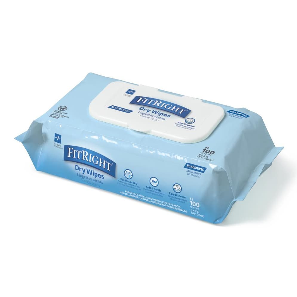 FitRight UltraSoft Dry Personal Wipes, 8 x 8 Inch - Image 4
