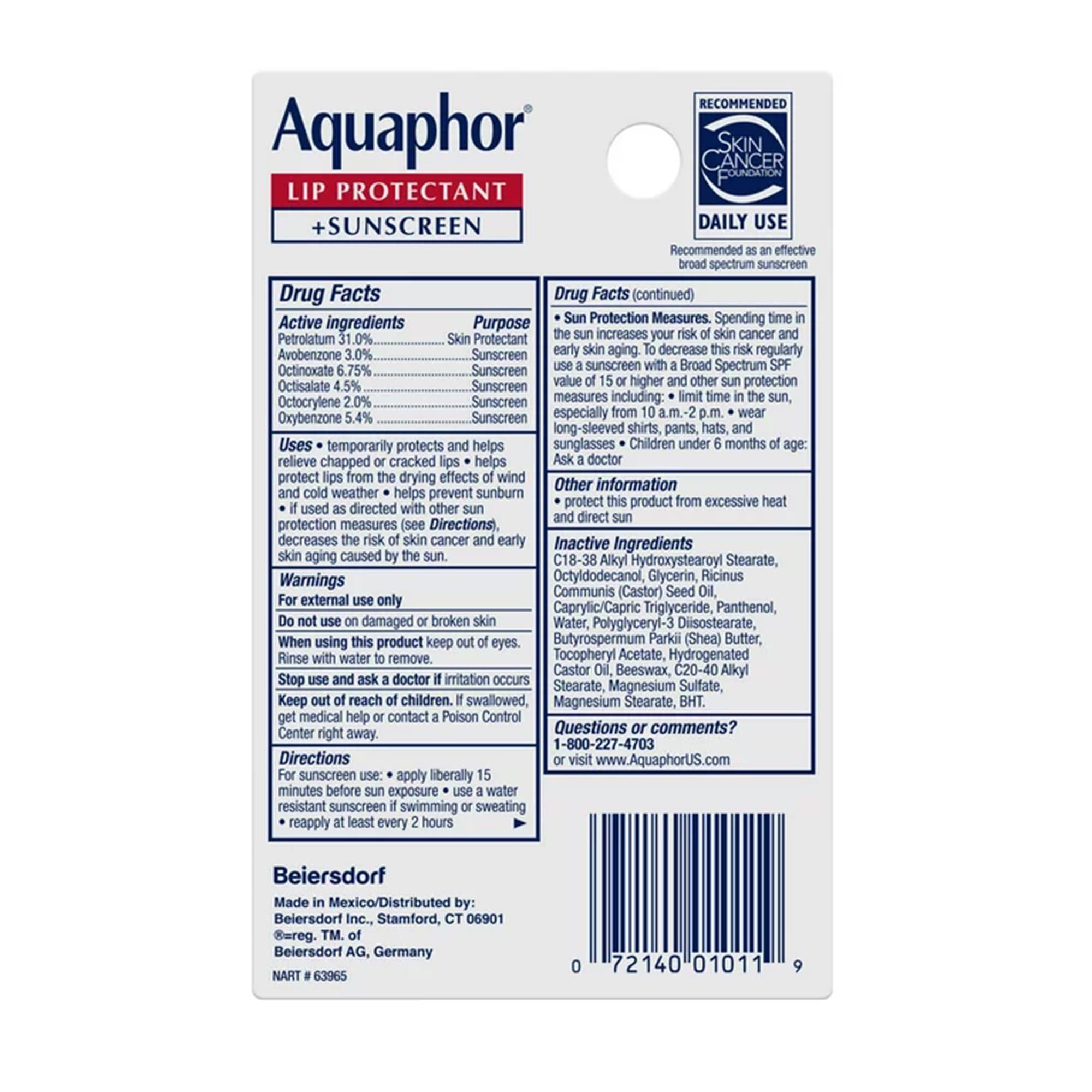 Aquaphor Lip Protectant + Sunscreen, 0.35 oz - Carton of 6 - Image 2