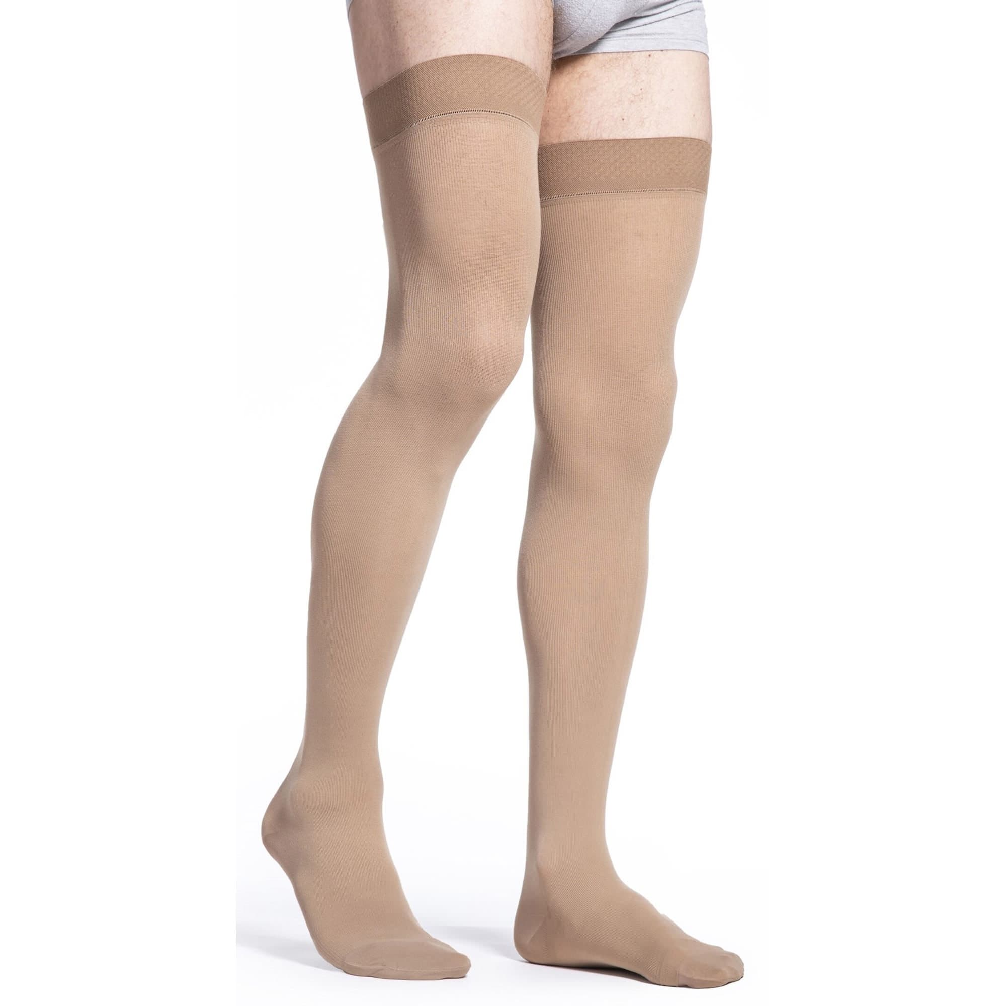 Sigvaris Essential Cotton Thigh-High with Grip-Top Compression Stockings Crispa, 20-30 mmHg - Image 2