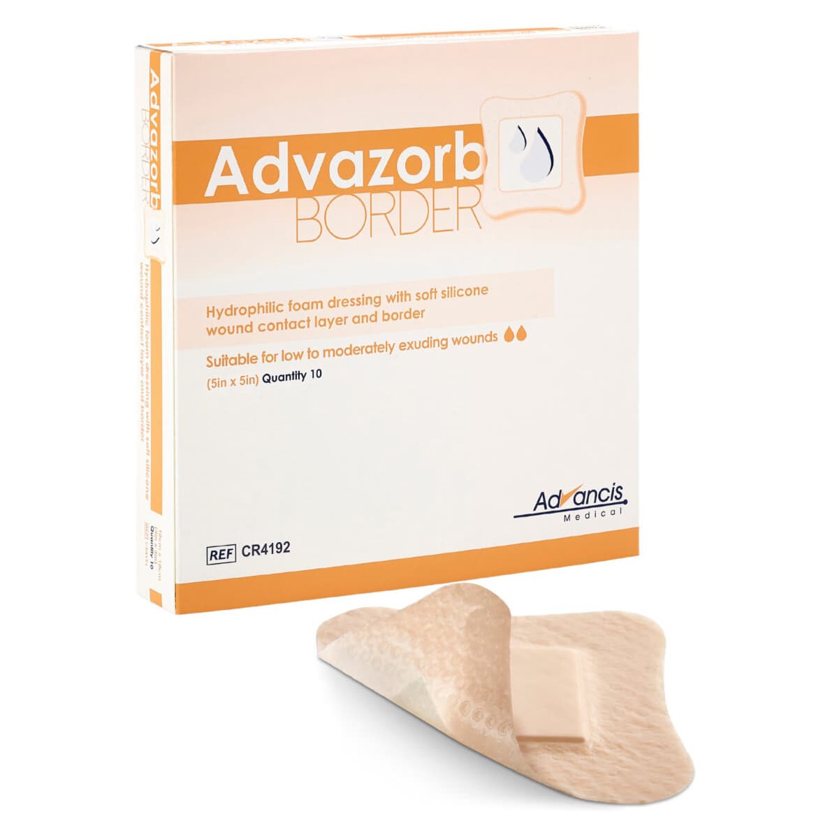 Advazorb Border Hydrophilic foam dressing 5 x 5 Inch - Box of 10 - Image 1