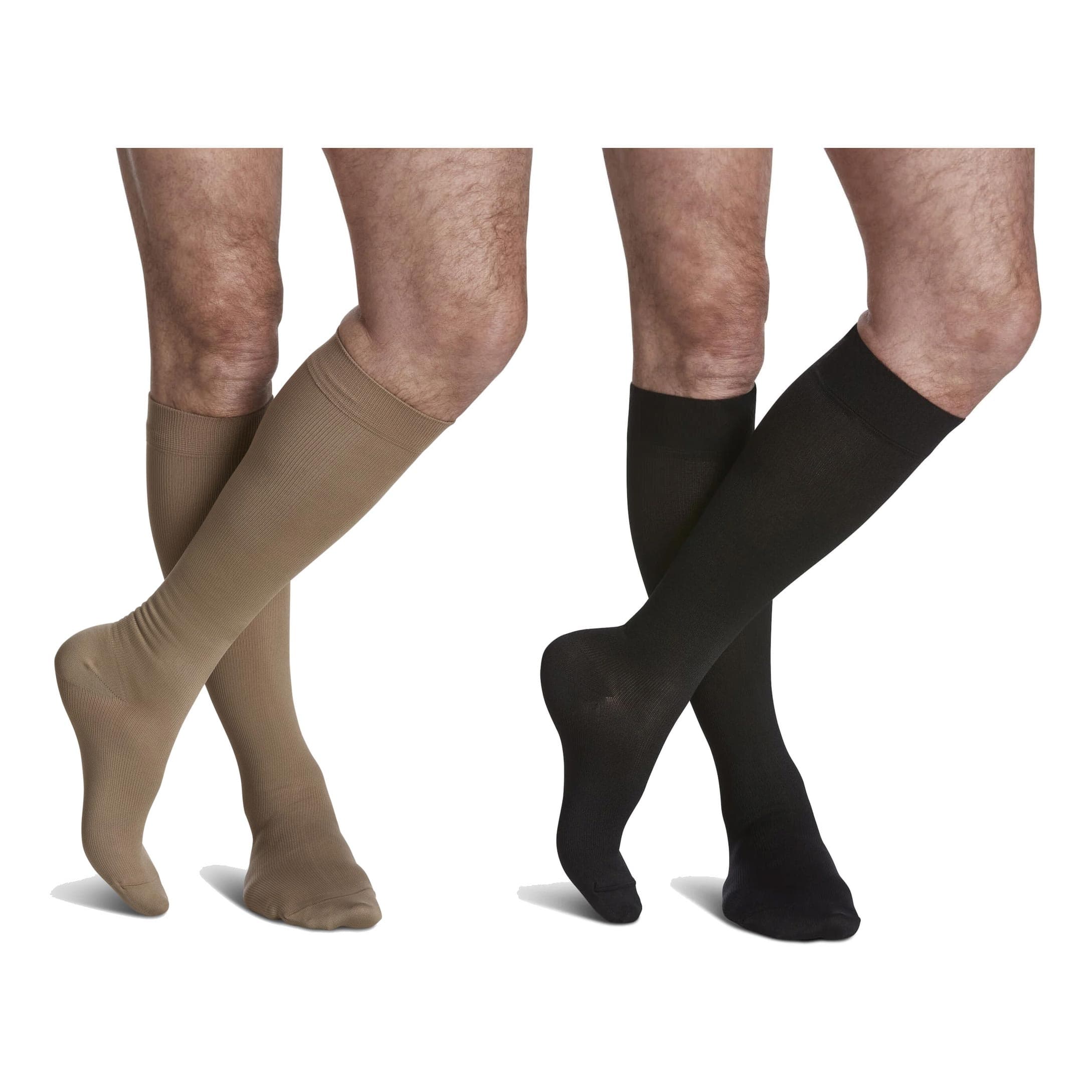 Sigvaris Style Microfiber Men Calf High with Silcone Beaded Grip-Top Compression Socks