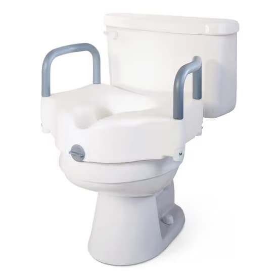 Medline 5" Raised Locking Toilet Seat with Arms - Image 2