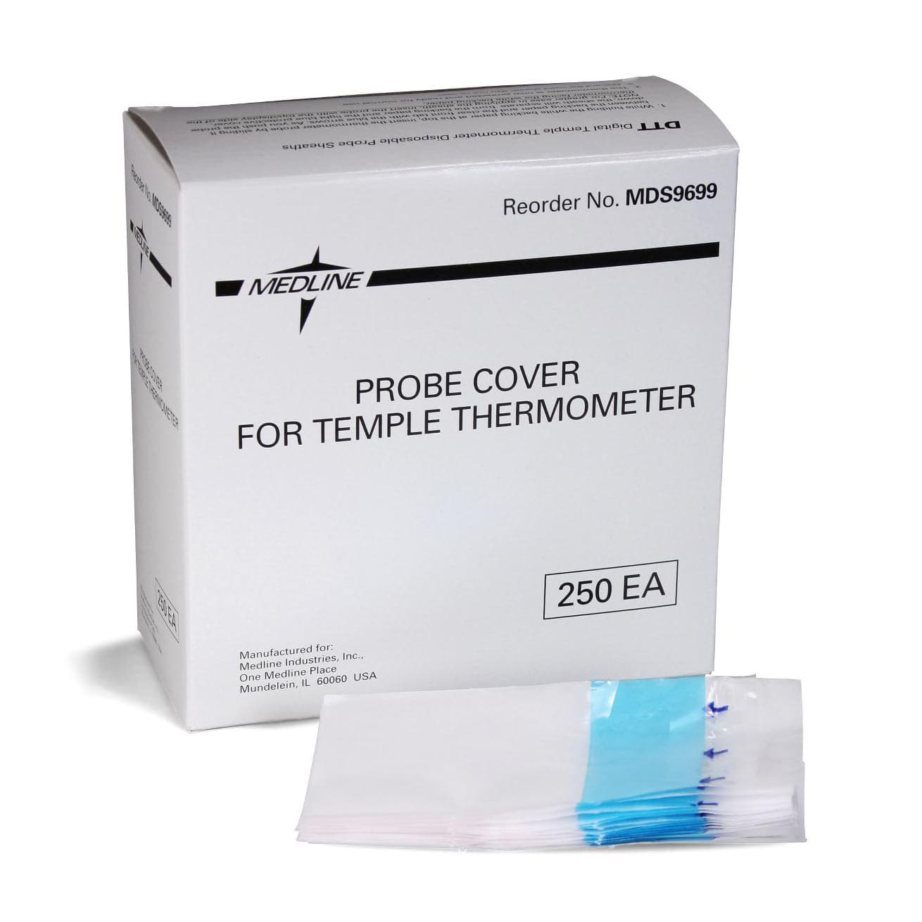 Medline Disposable Probe Cover for Temple Thermometers - Box of 250 - Image 1