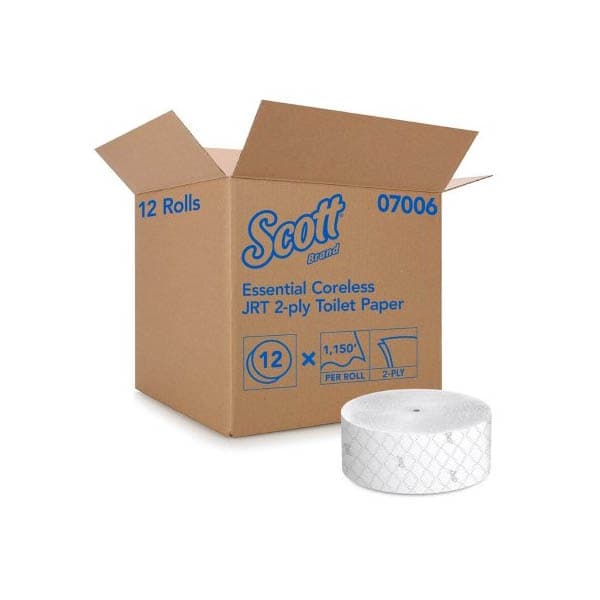 Scott Essential Toilet Tissue White Jumbo Size Coreless Roll, 2-Ply, 3-3/4 Inch x 1150 Foot - Case of 12 - Image 1