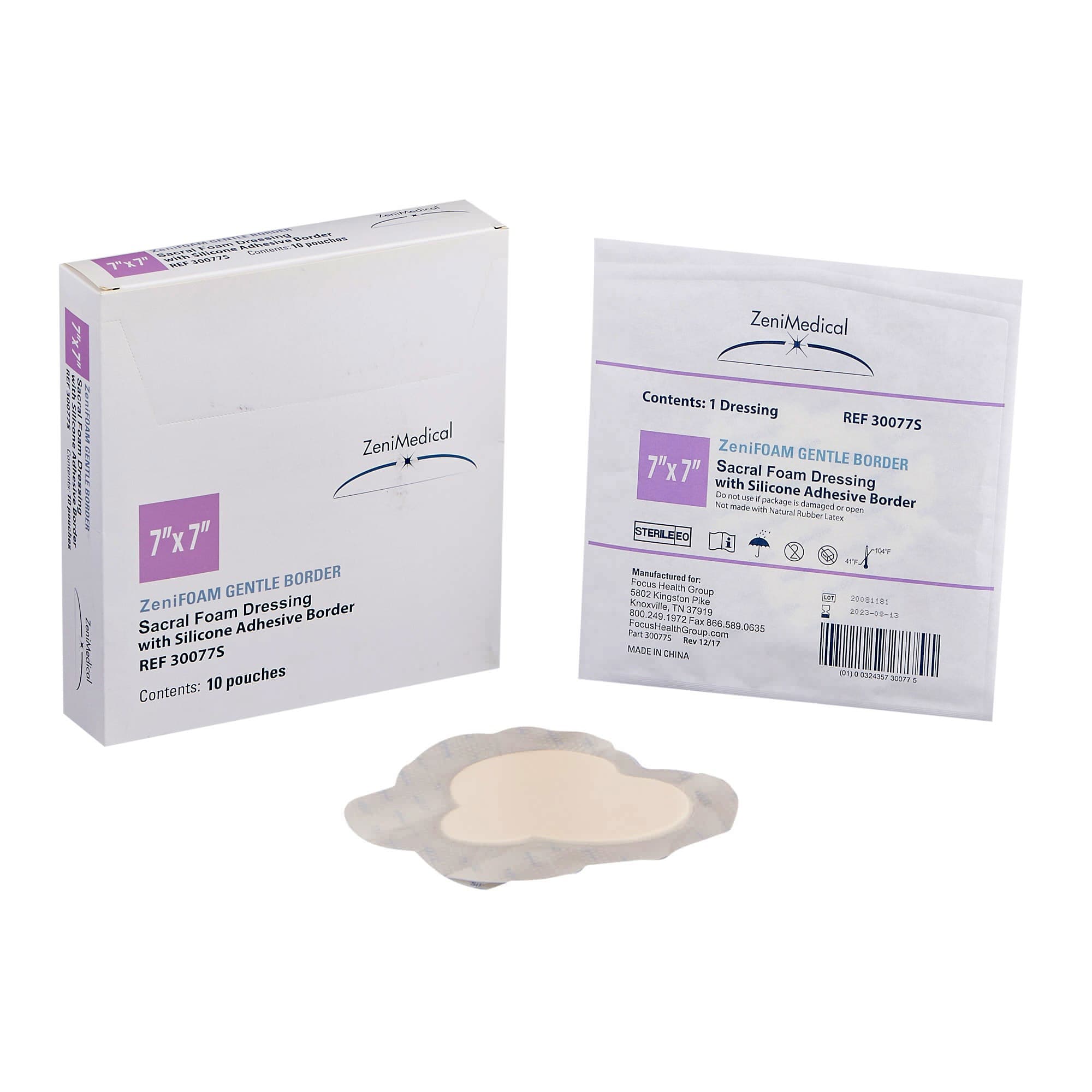 ZeniFoam Gentle Border Sacral Foam Dressing with Silicone Adhesive Border - Image 1