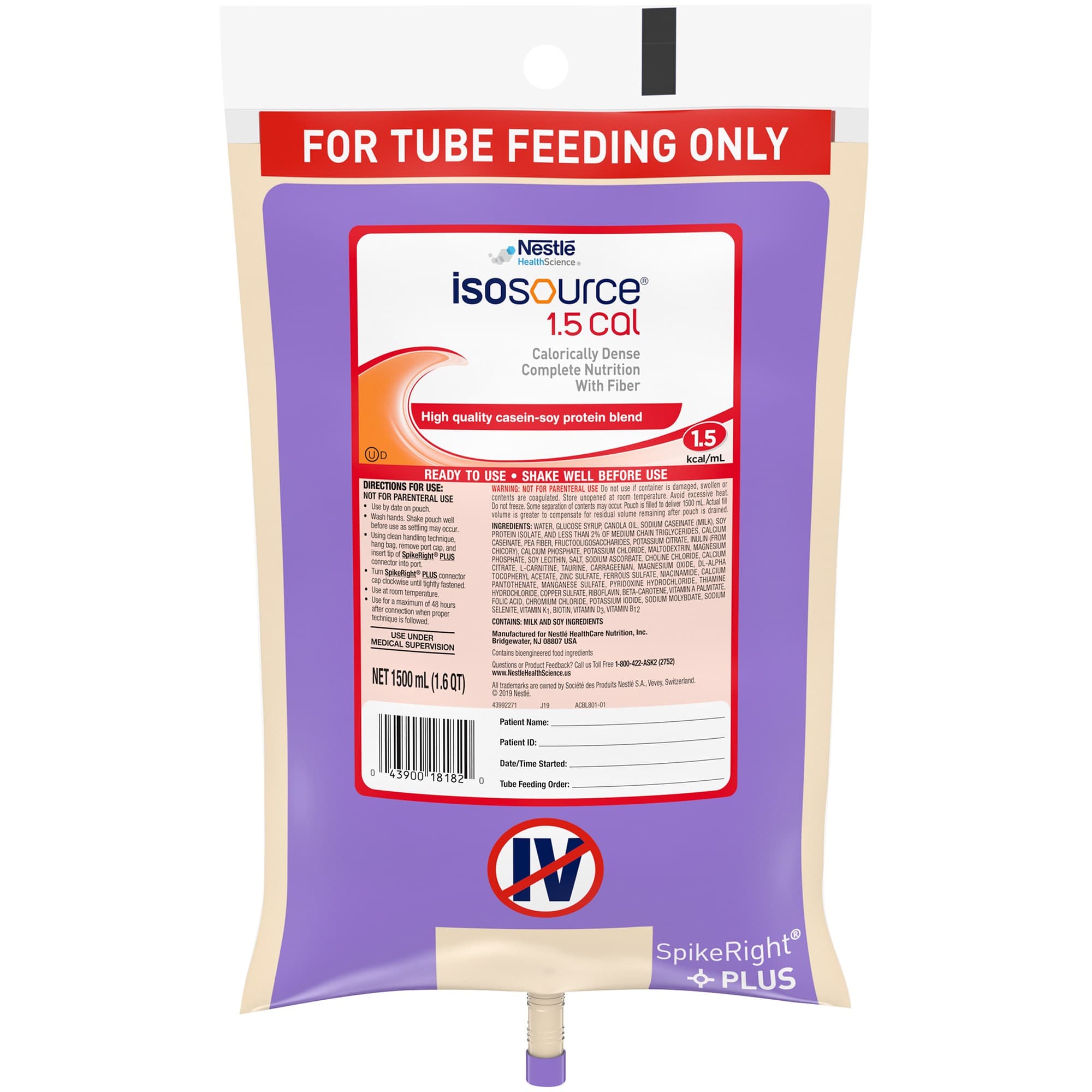 Isosource 1.5 Cal Ready to Hang Tube Feeding Formula with Fiber - Image 2
