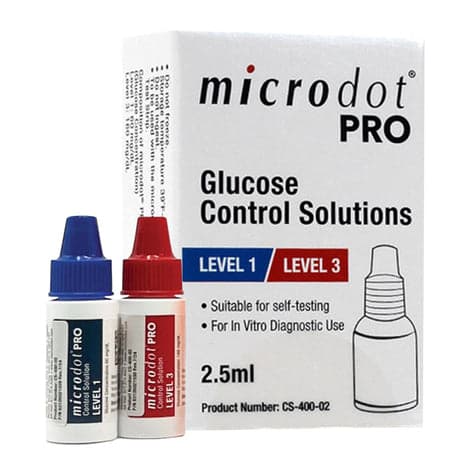 Microdot PRO Blood Glucose Control Solution - Low & High Levels, 4 mL