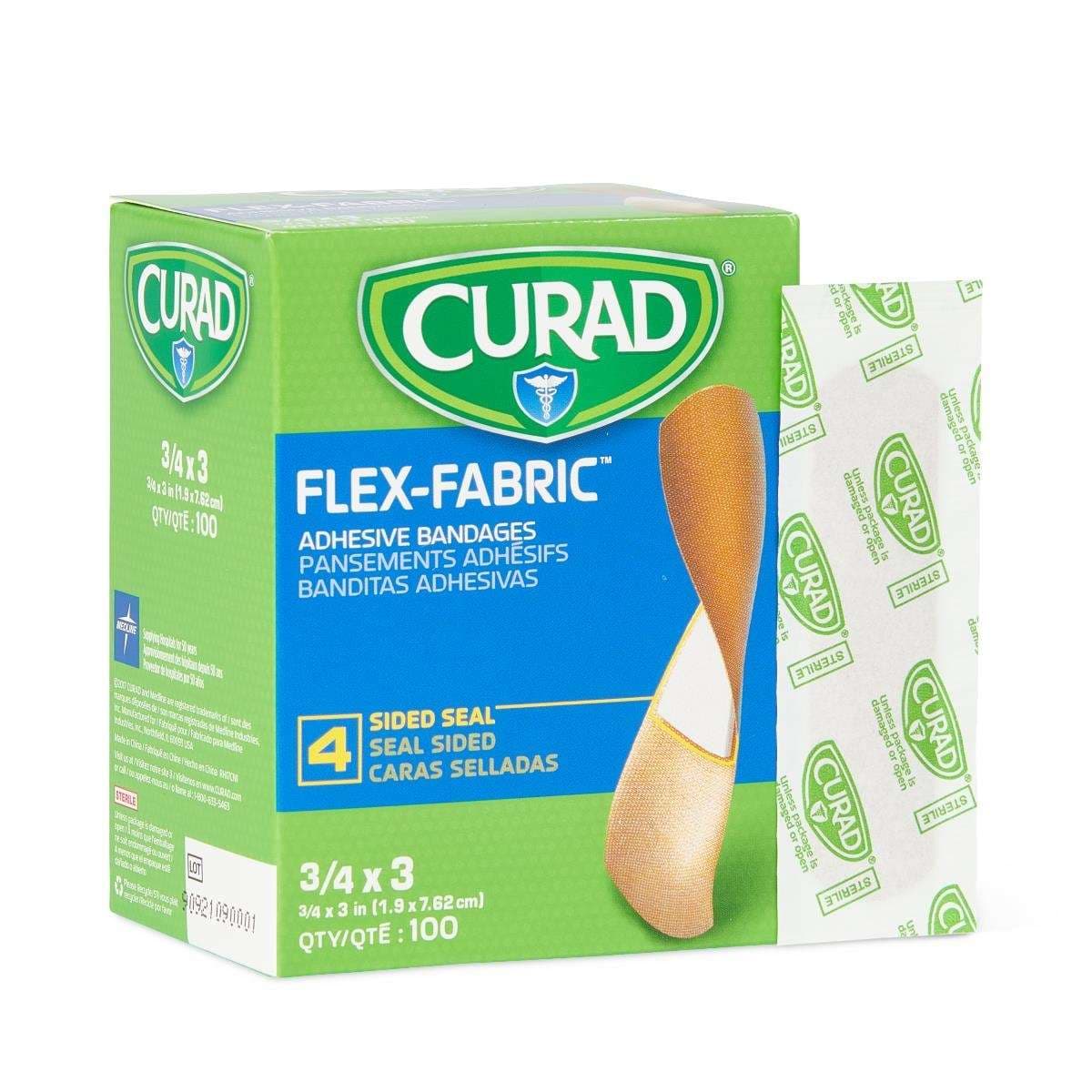 Medline Curad Flex Fabric Adhesive Bandage, 0.75 x 3 Inch - Carton of 1200 - Image 1