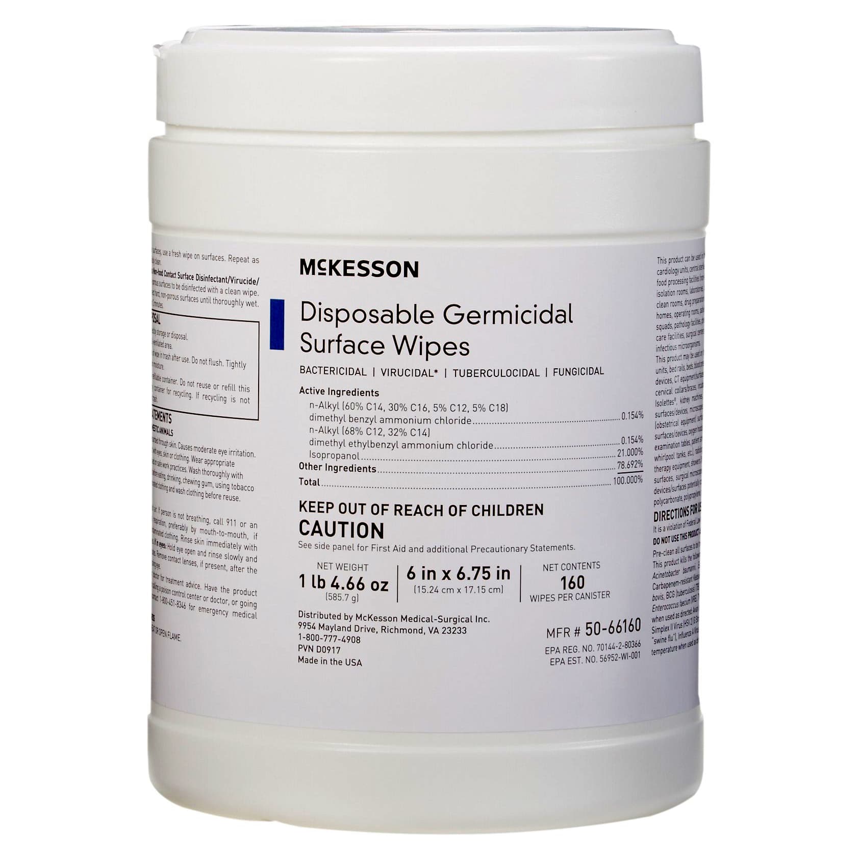 McKesson Disposable Germicidal Surface Wipes - Image 1