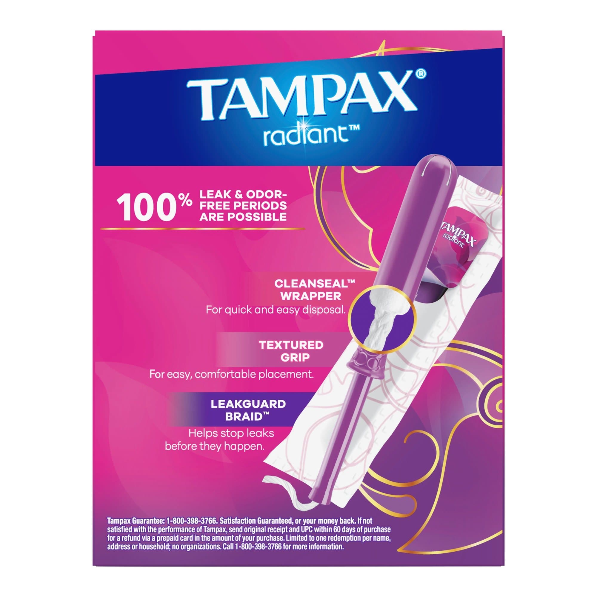 Tampon Tampax Radiant Regular Absorbency Plastic Applicator - Box of 14 - Image 2