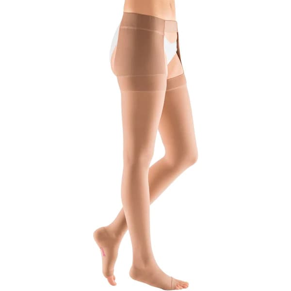 Mediven Plus Thigh High Waist Attachment Compression Stocking Open Toe, Beige - Image 2