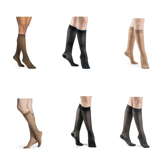 Sigvaris Women's Style Sheer Calf High Compression Socks Closed Toe, 15-20mmHg - Image 1