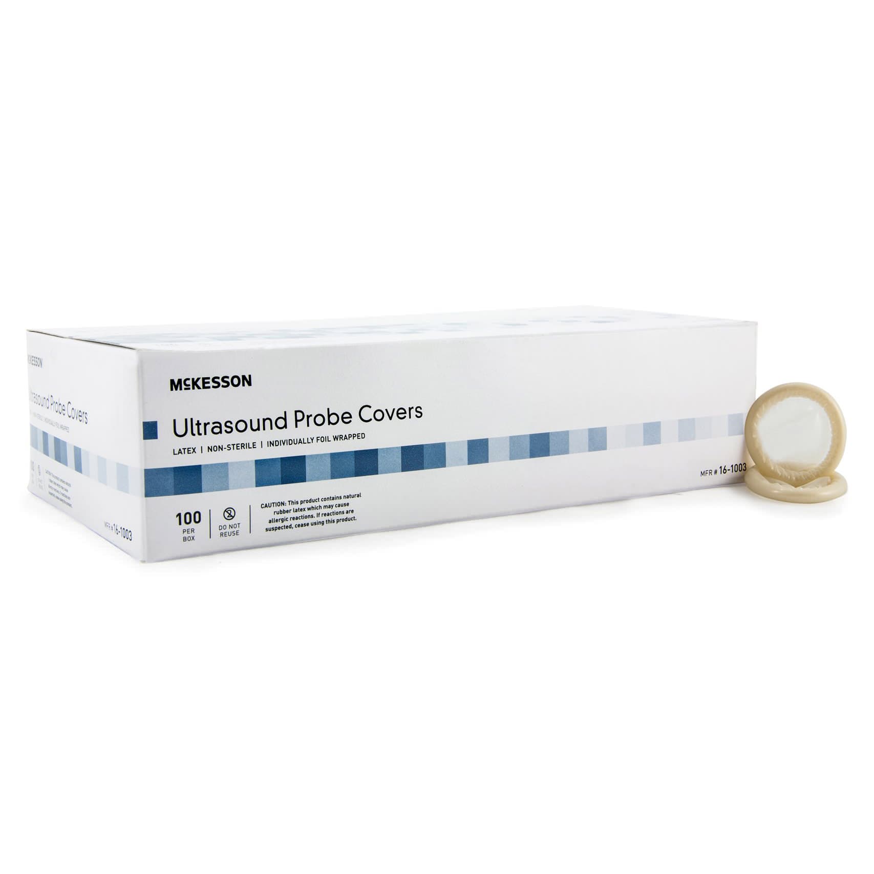 McKesson Ultrasound Probe Cover NonSterile, Individually Wrapped, 1-1/4 x 8 Inch - Box of 100 - Image 1
