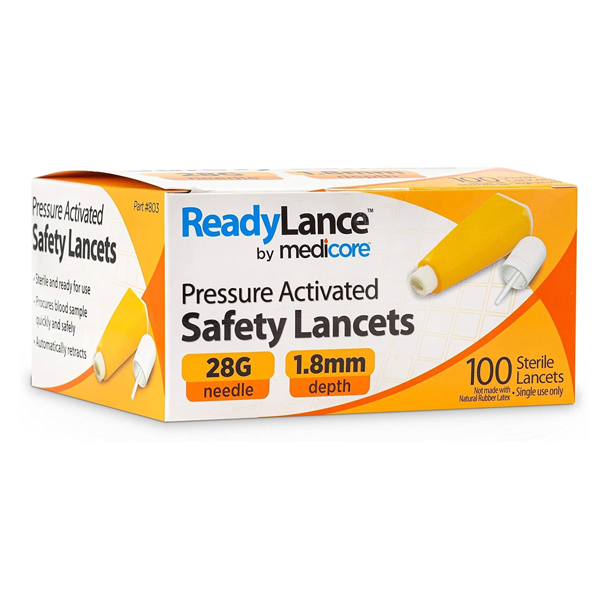 ReadyLance 28G Safety Lancet, Pressure Activated