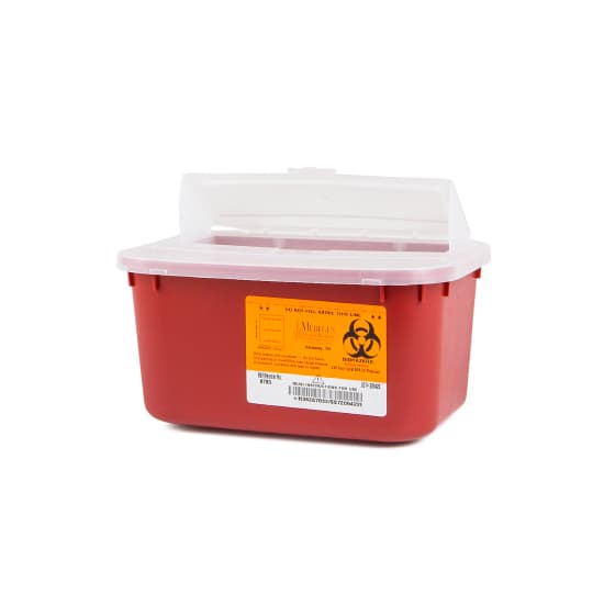 Medegen Medical Sharps Container, Red Base, 5 H X 10 W X 7 D Inch, 1 Gallon - Each - Image 1