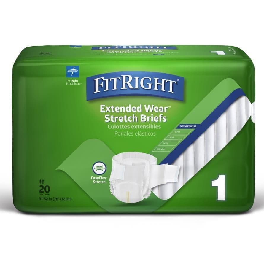 FitRight Extended Wear Stretch Briefs, Size 1 - Case of 80 - Image 1