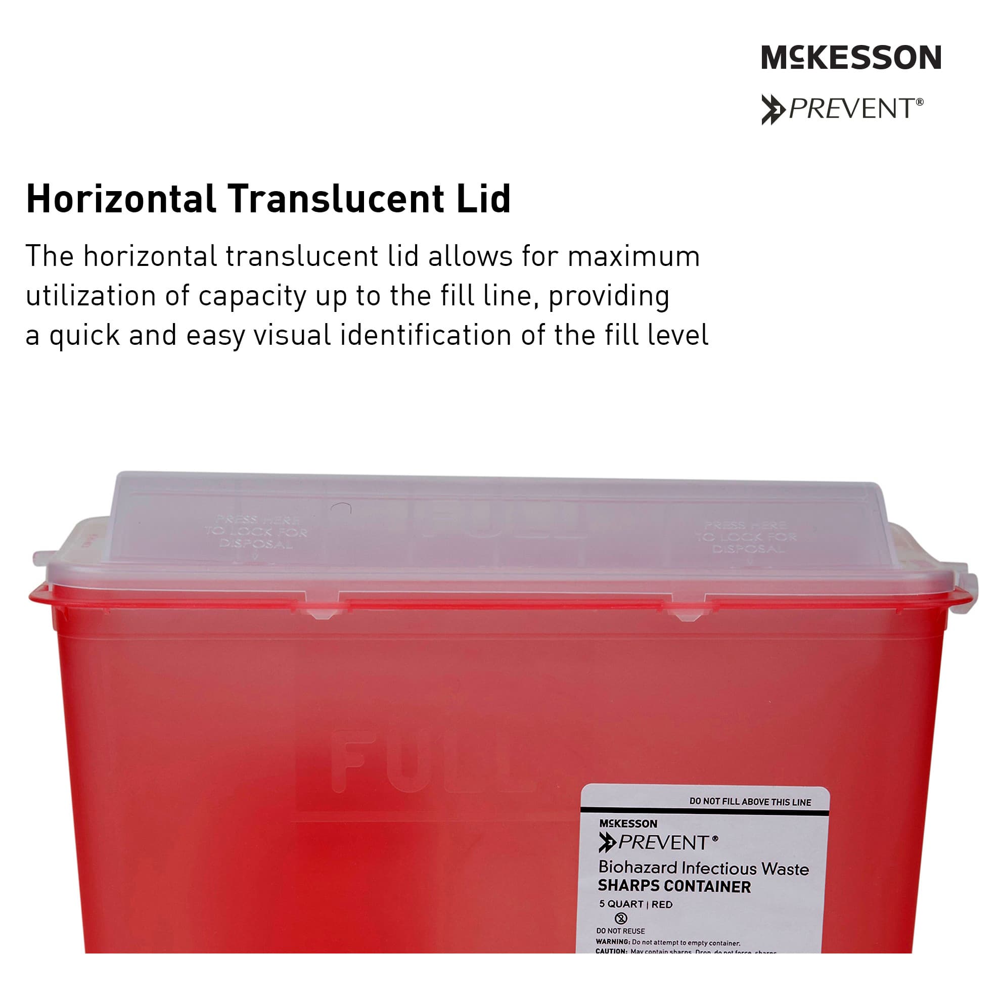 McKesson Prevent Polypropylene Sharps Container, Horizontal Entry - Image 3