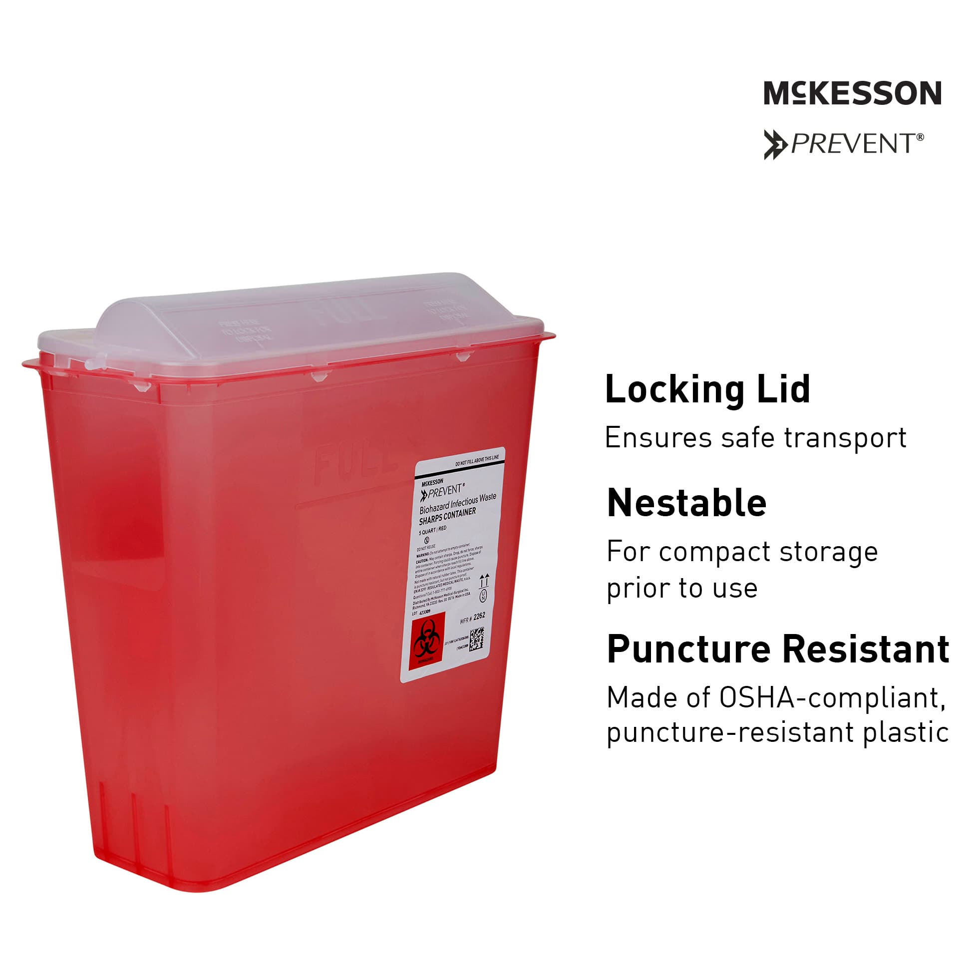 McKesson Prevent Polypropylene Sharps Container, Horizontal Entry - Image 4