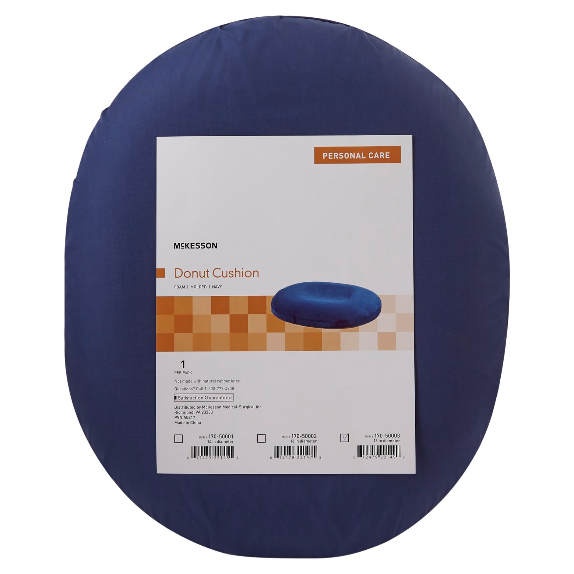 McKesson Donut Seat Cushion With Navy Cloth Cover - Image 2
