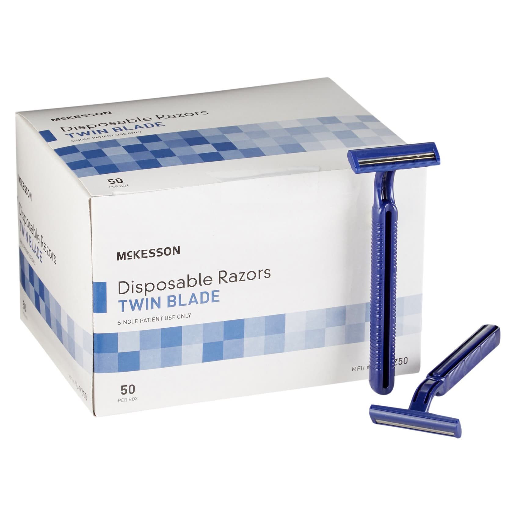 McKesson Razor Stainless Steel Blade Blue Single Edge Plastic Handle - Image 1