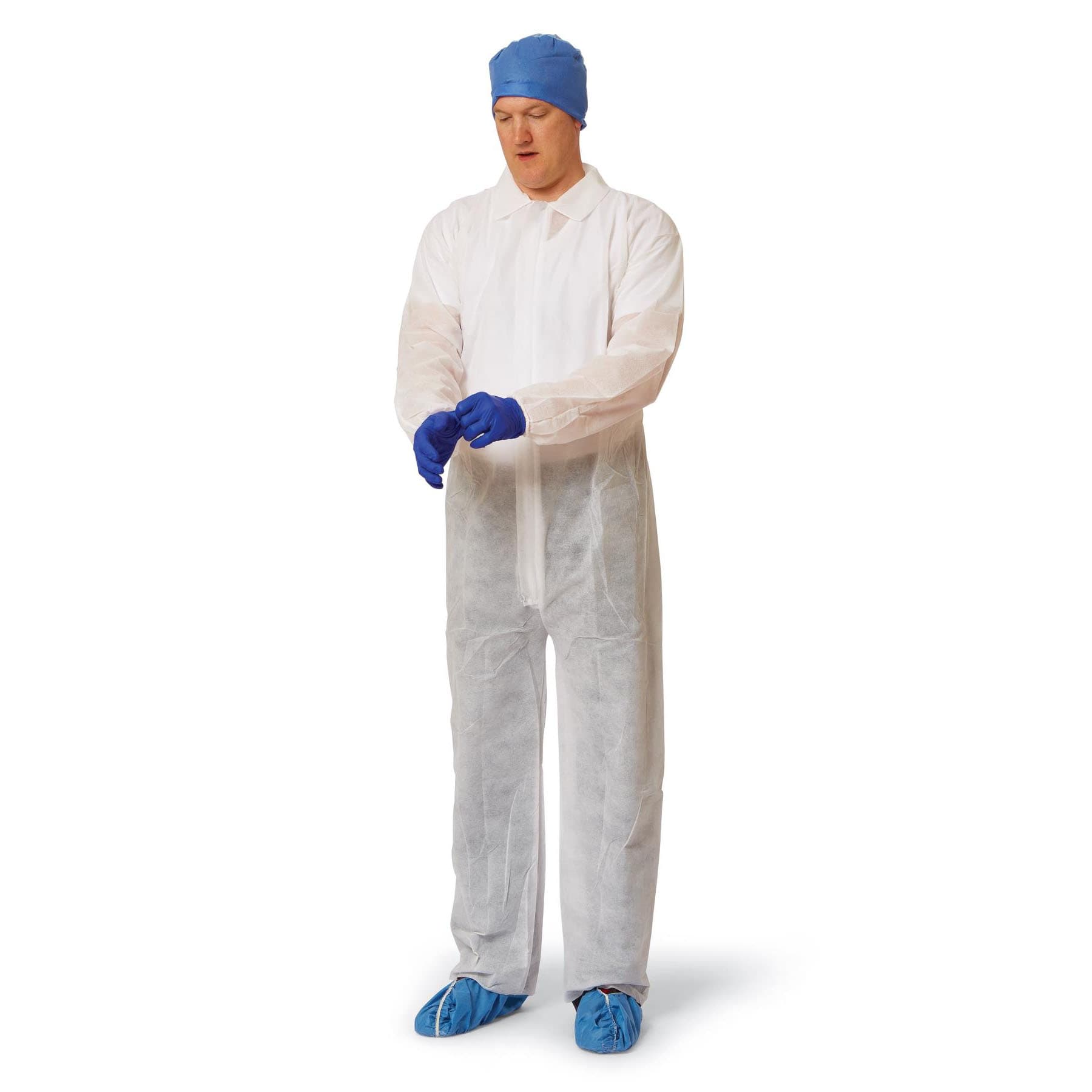 Medline Heavyweight Spunbond Polypropylene Coveralls, 4XL, White - Case of 25 - Image 2